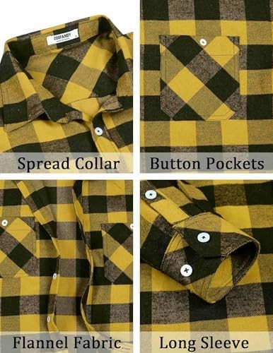 Coofandy Men’s Flannel Plaid Shirts Mens Long Sleeve Casual Button Down Shirt
