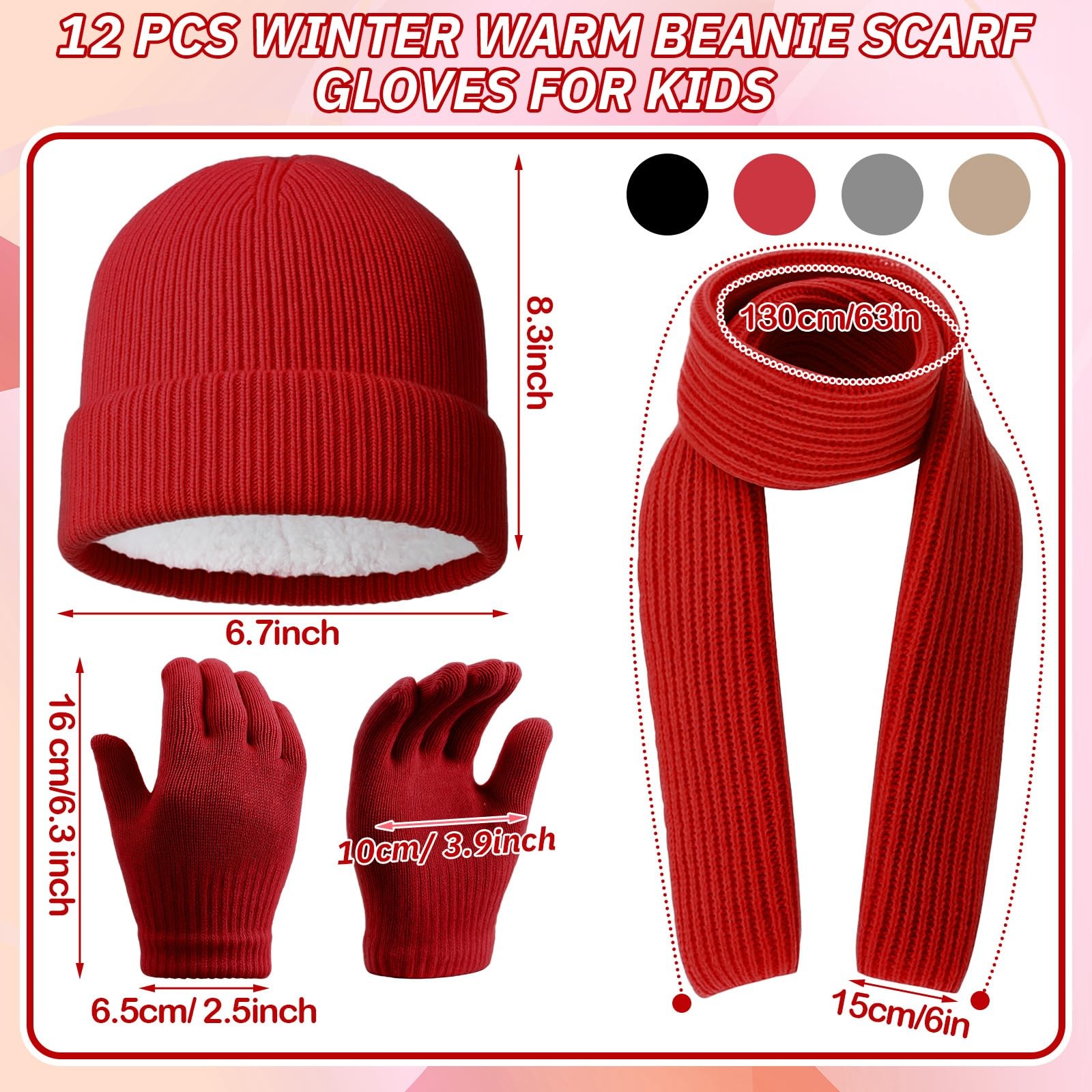 Geyoga 12 Pcs Kids Knitted Winter 6.7 x 8.3 inches/ 17 x 21 cm(LxH), Trend
