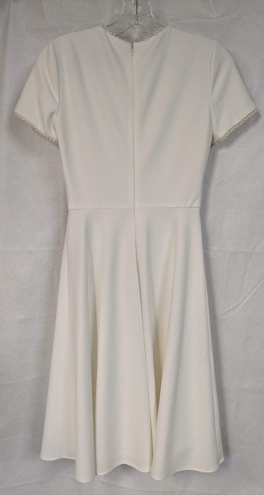 Gal Meets Glam Reme White Fit/ Flare Pearl Trim Dress Sz. O