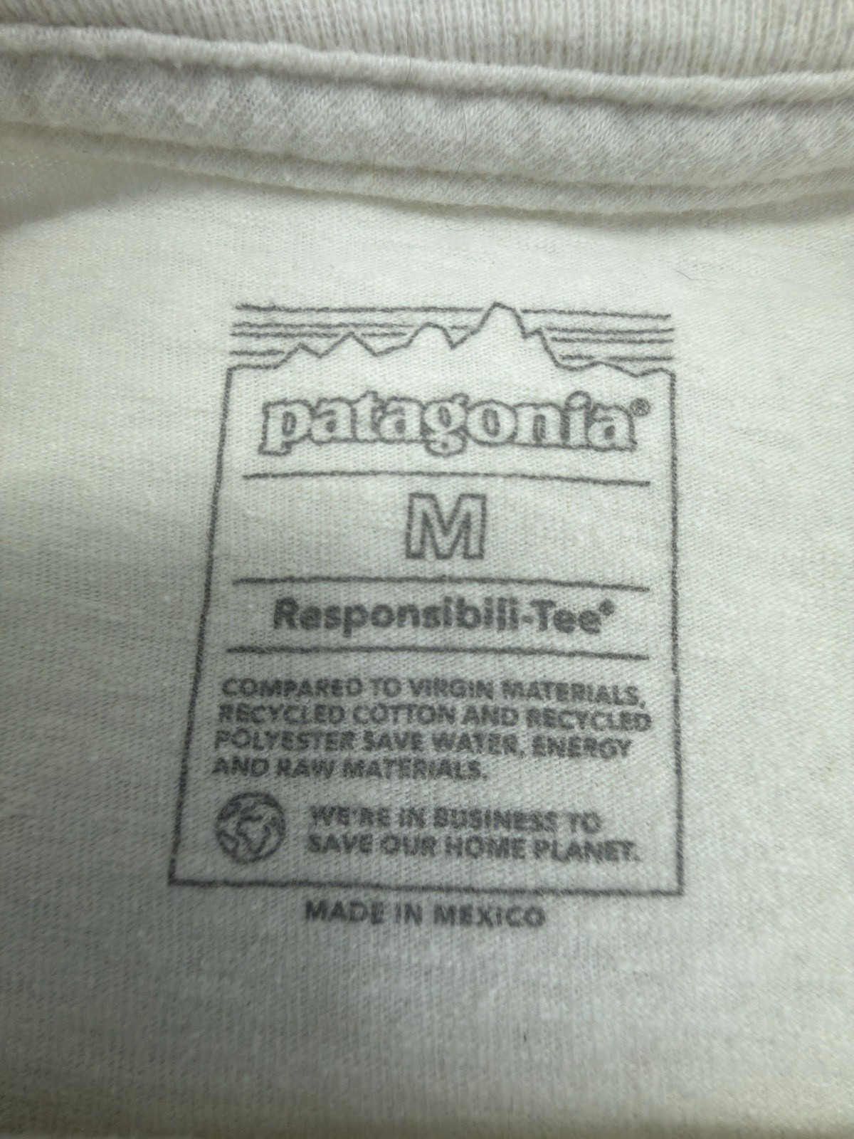 Patagonia Women’s Medium Unity Fitz Easy Cut Responsibili Tee Shirt Birch White