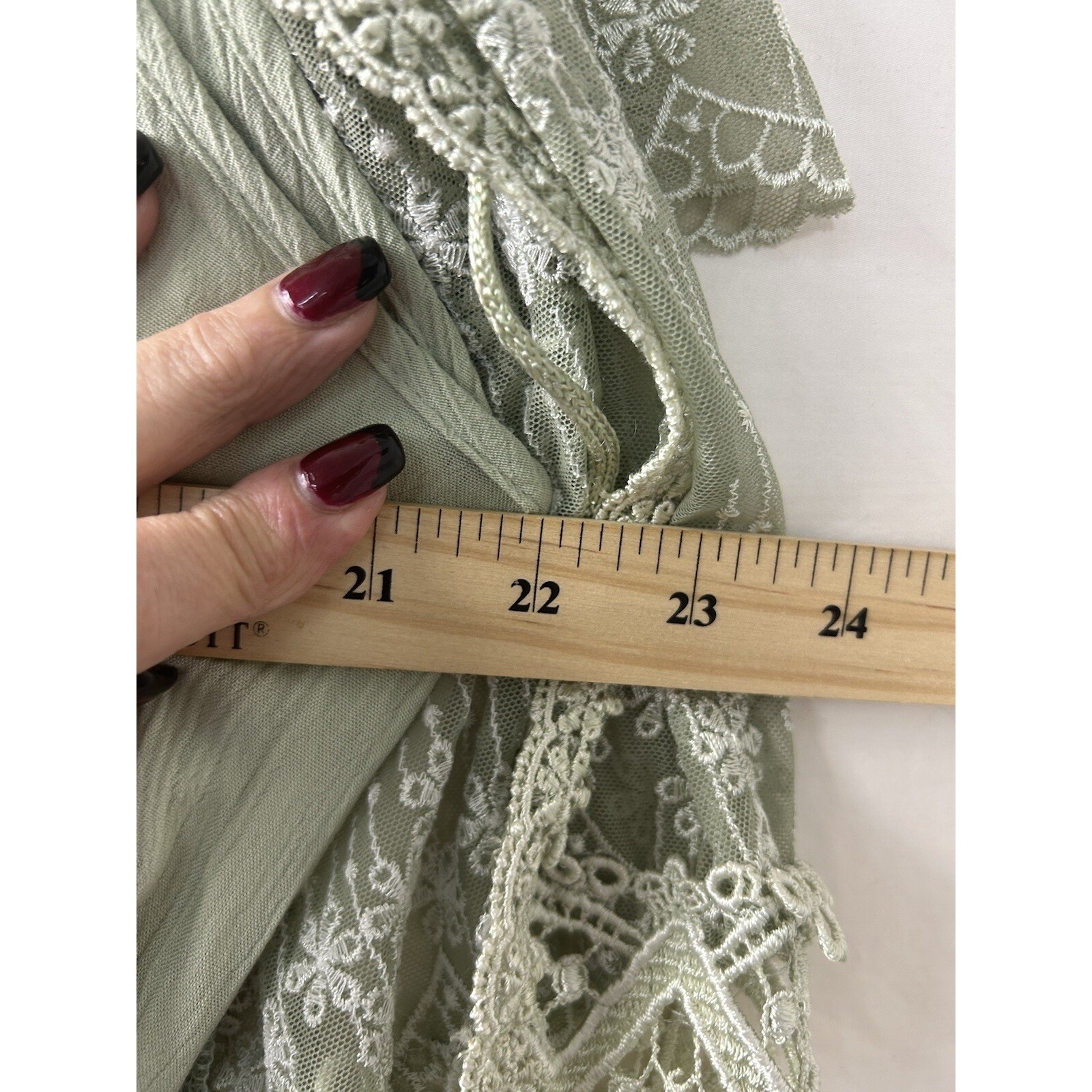 Magnet Art Lace Rayon Maxi Dress Set L Sage Green 2pc Cardigan Boho Cottagecore