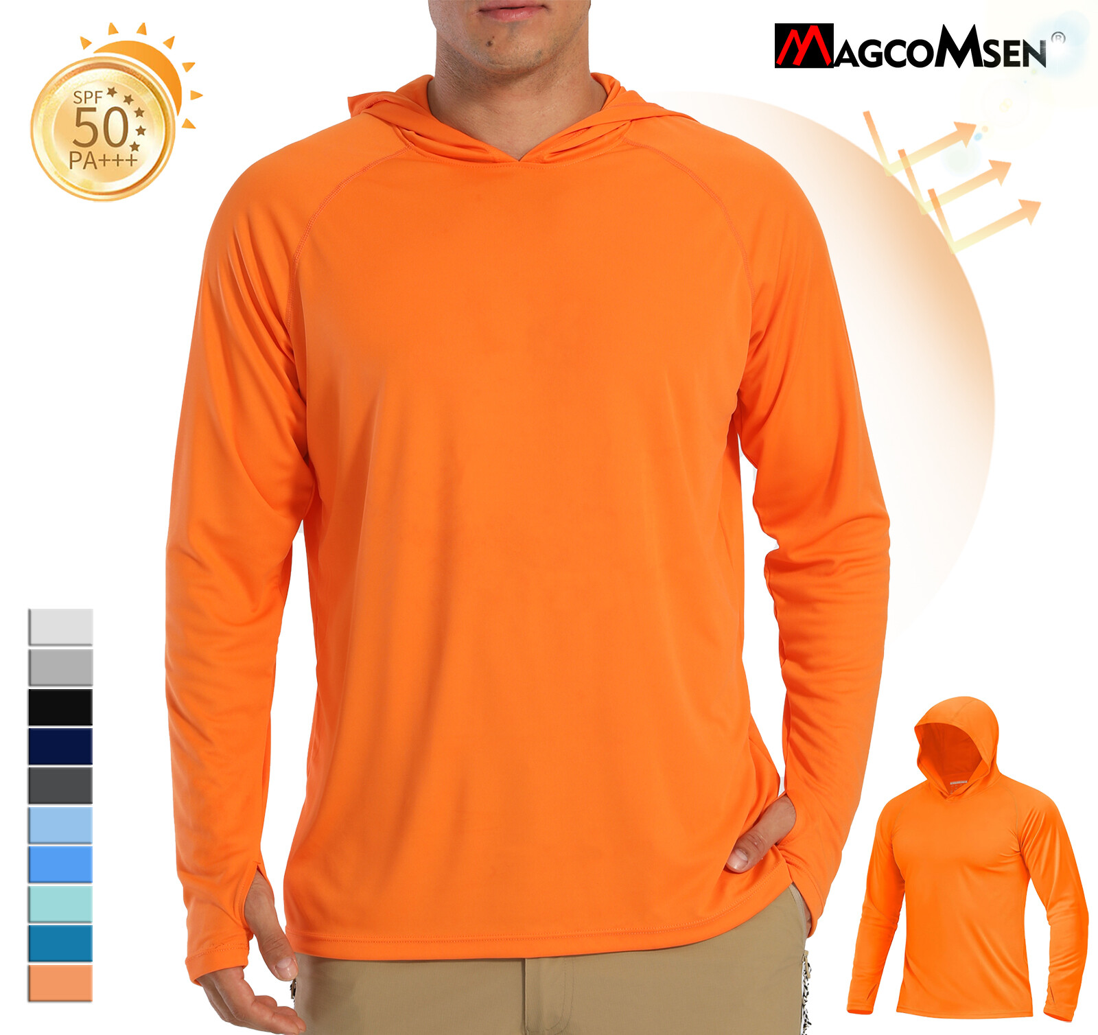 Men’s Outdoor Sun Block T-Shirt UPF 50+ Skin Protection Hiking Sport Hoodie Tops