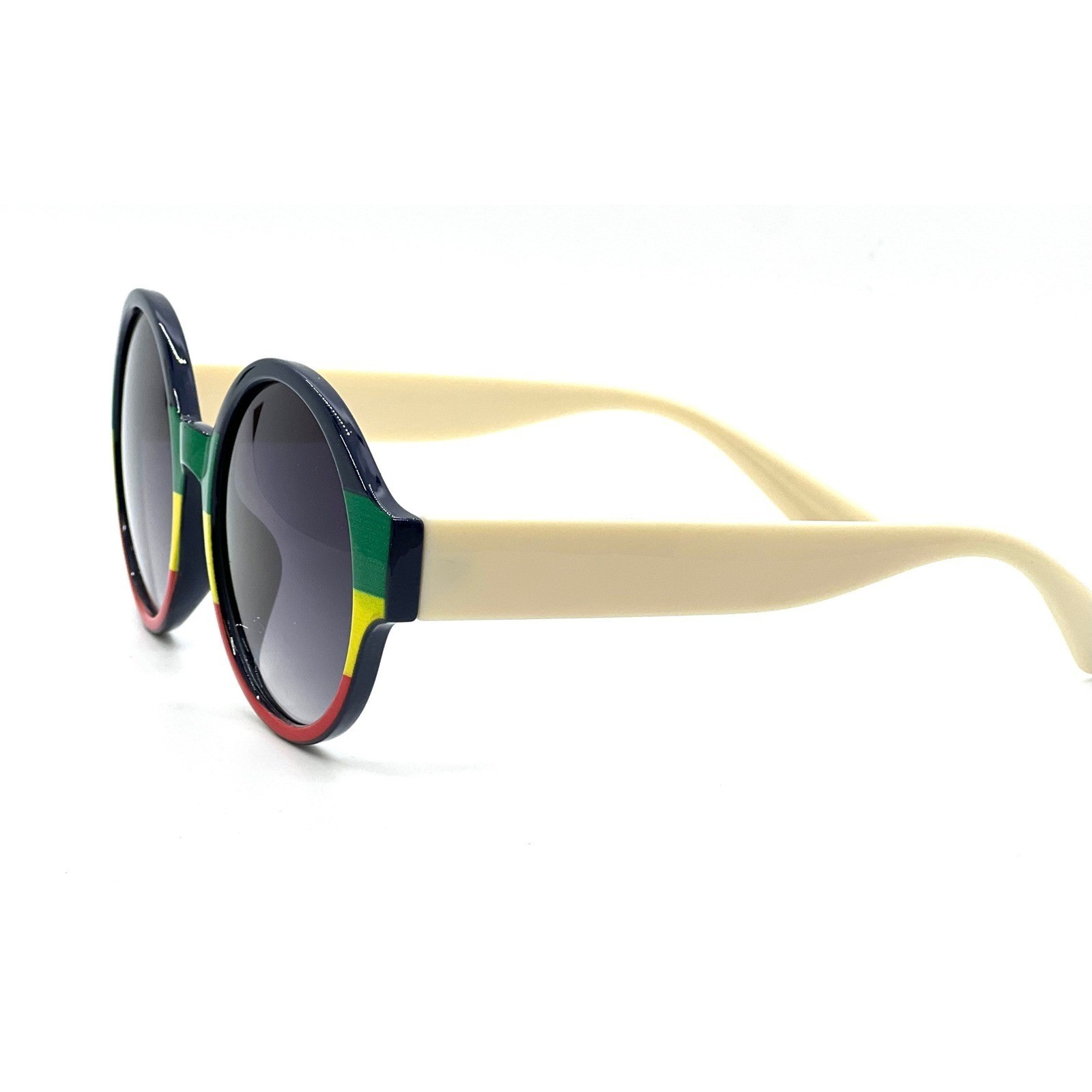 Rasta Sunglasses Round Frame Reggae Colors Funky Fashion Shades Women Retro New
