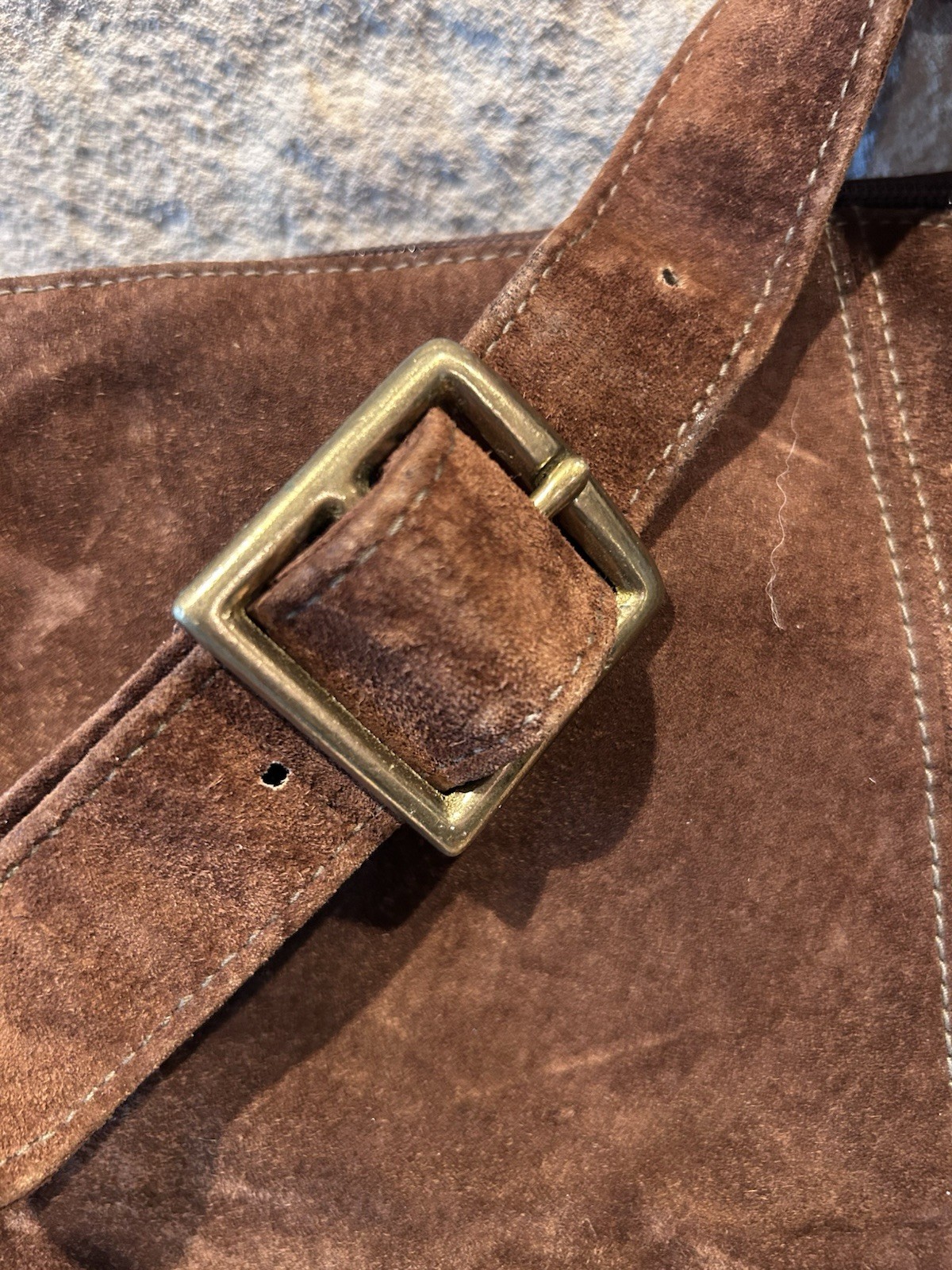 Vintage Meyers New York Brown Suede Shoulder Bag with Attached Coin Purse