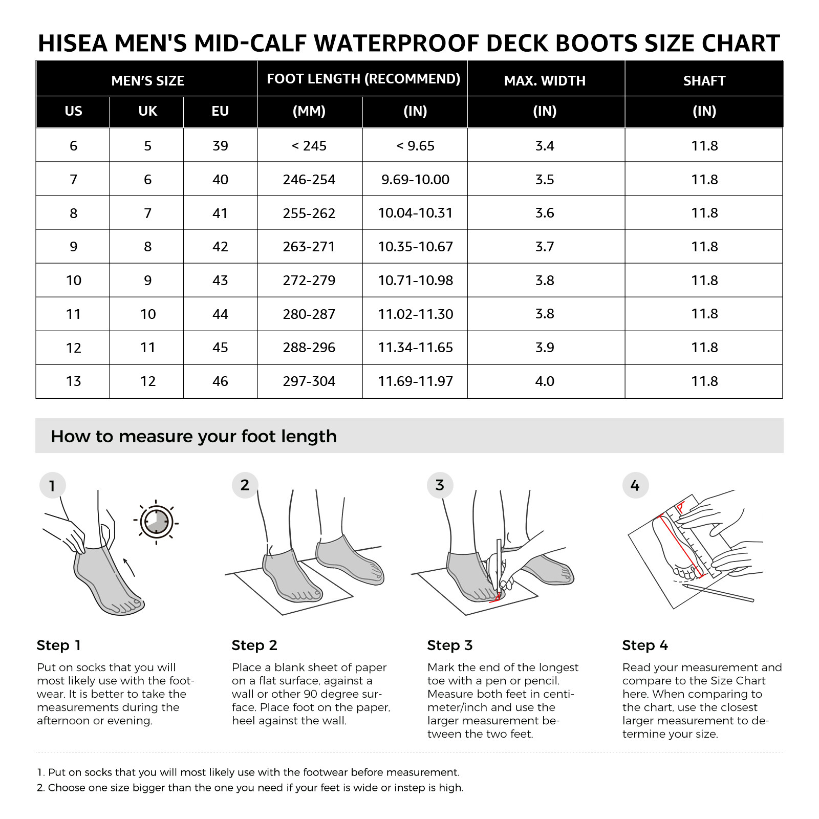 HISEA Men Mid-Calf Fishing Deck Boots Waterproof Non-Slip Gardening Rain Boots