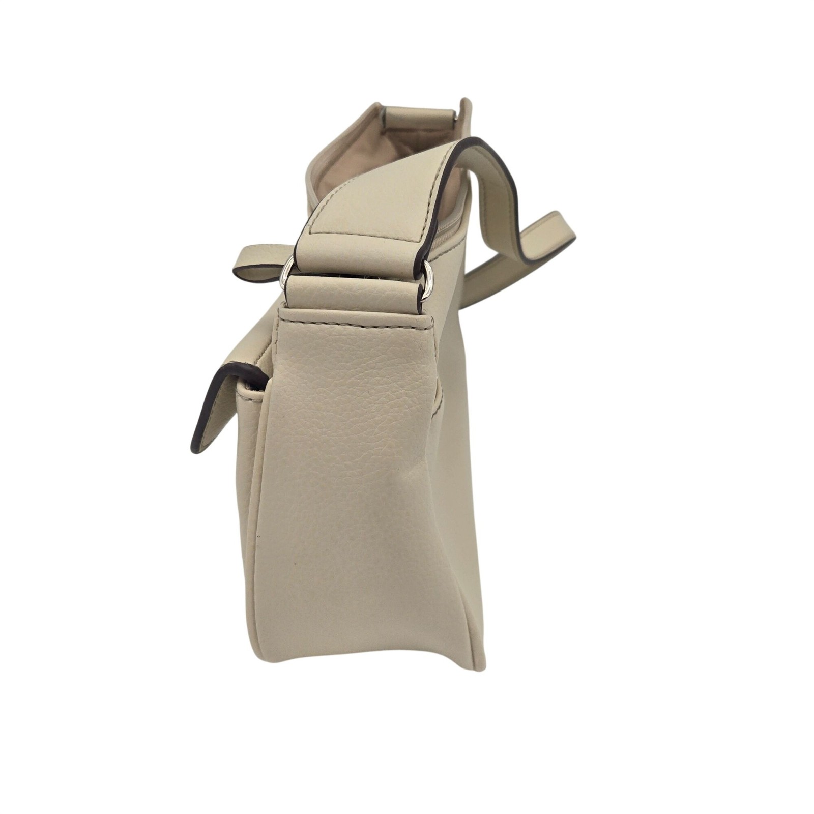 Villager Beige Faux Leather Shoulder Bag With Buckle Accent & Zipper Closure