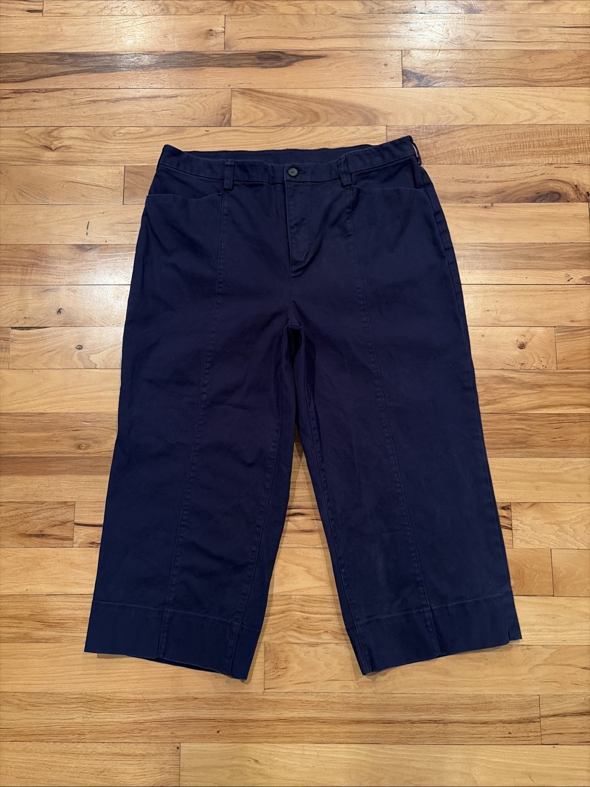Duluth Trading Co. Blue Crop Capri Wide-Leg Pants Womens Tag 18 Reg Fits 37 x 23