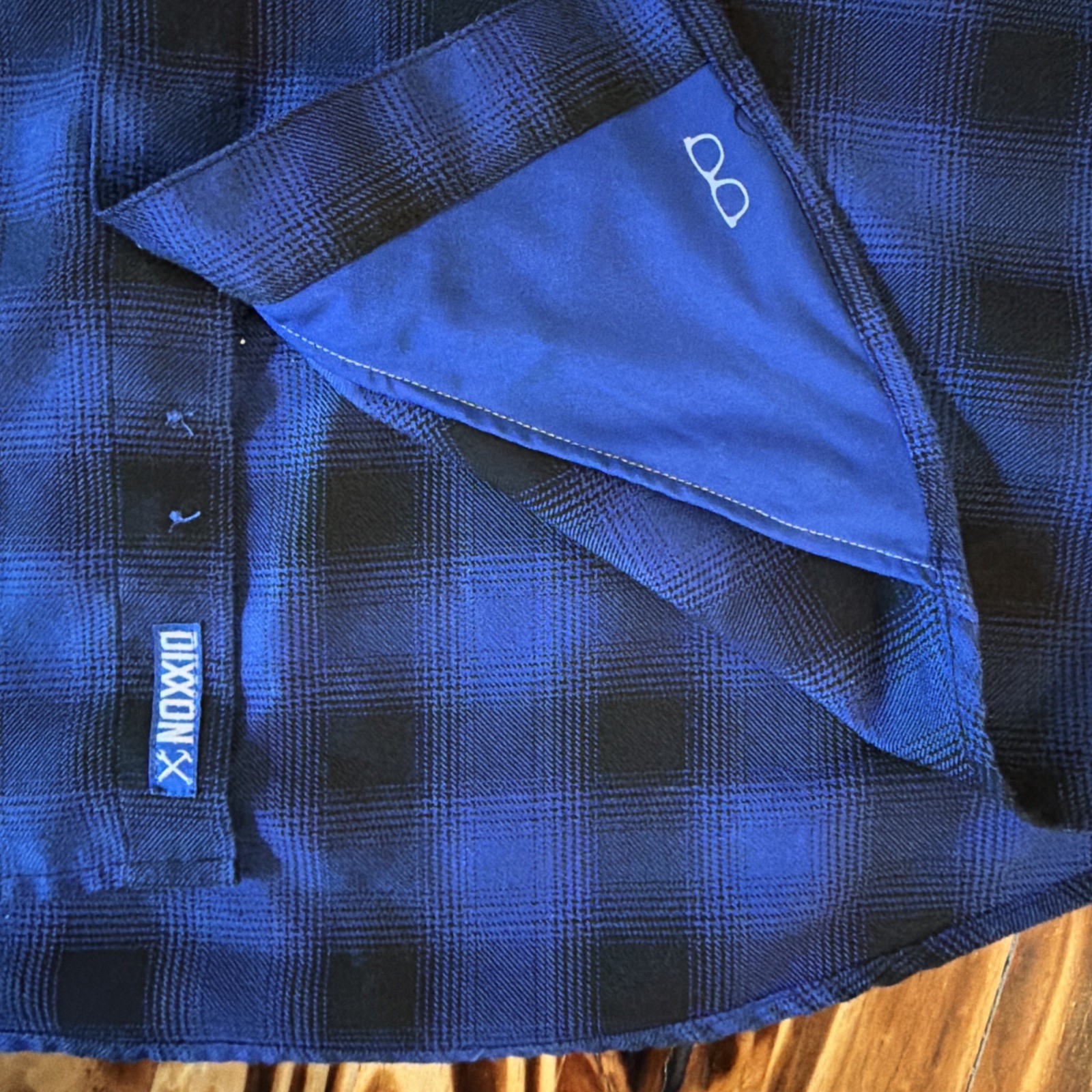 Dixxon Flannel The Circle Pit Blue Black Plaid Snap Button Shirt Men’s M Rare
