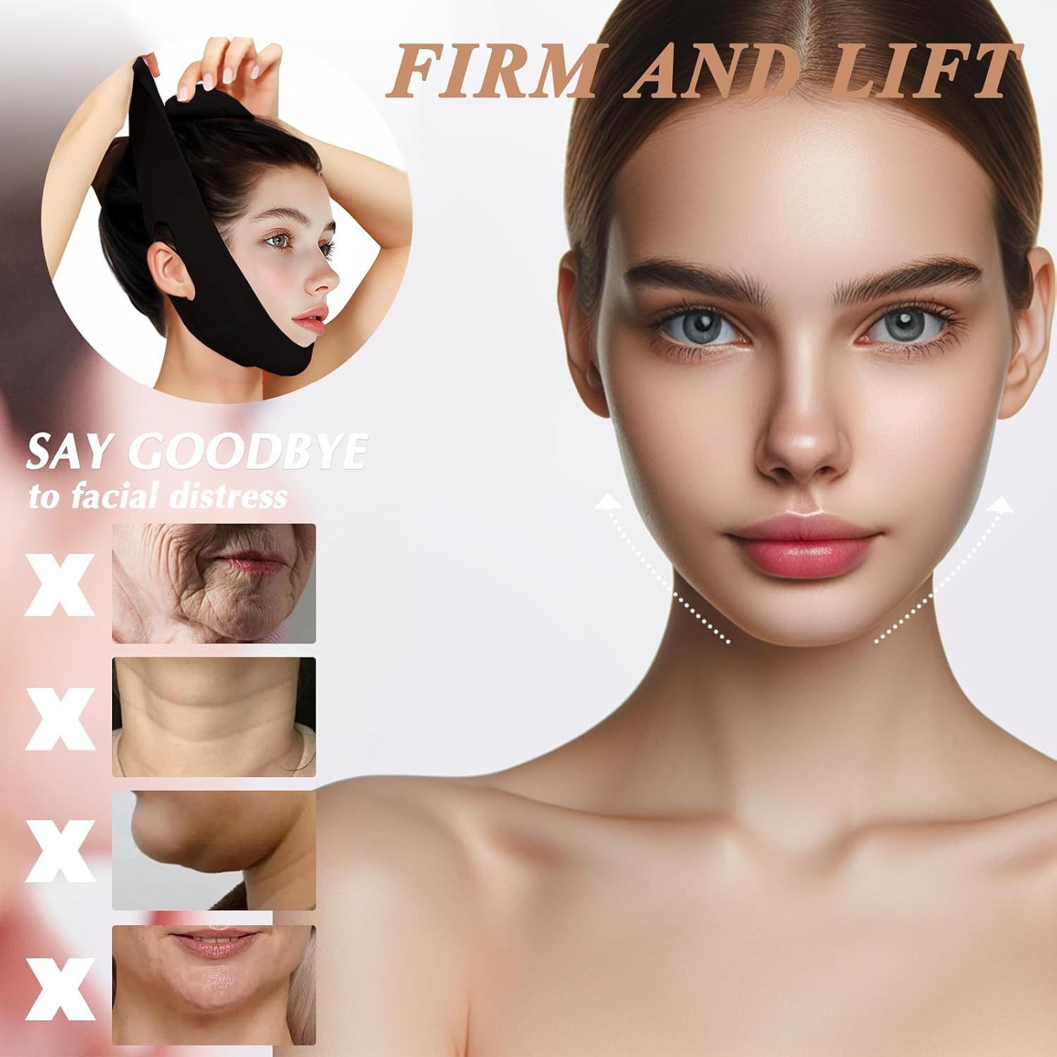 Reusable V Line Lifting Mask with Chin Strap, V Shaped Face Mask for Sagging, Ja