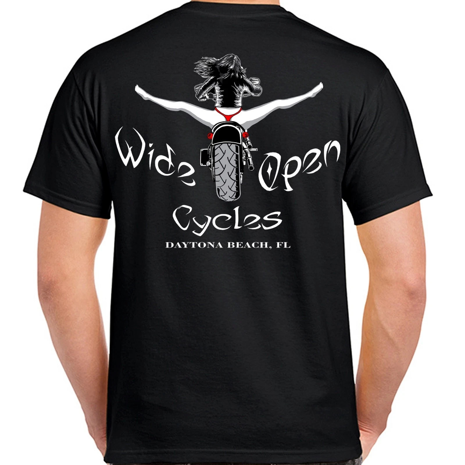 Original Wide Open Cycles Spread Eagle Funny Offensive Biker MOTORCYCLE WEEK