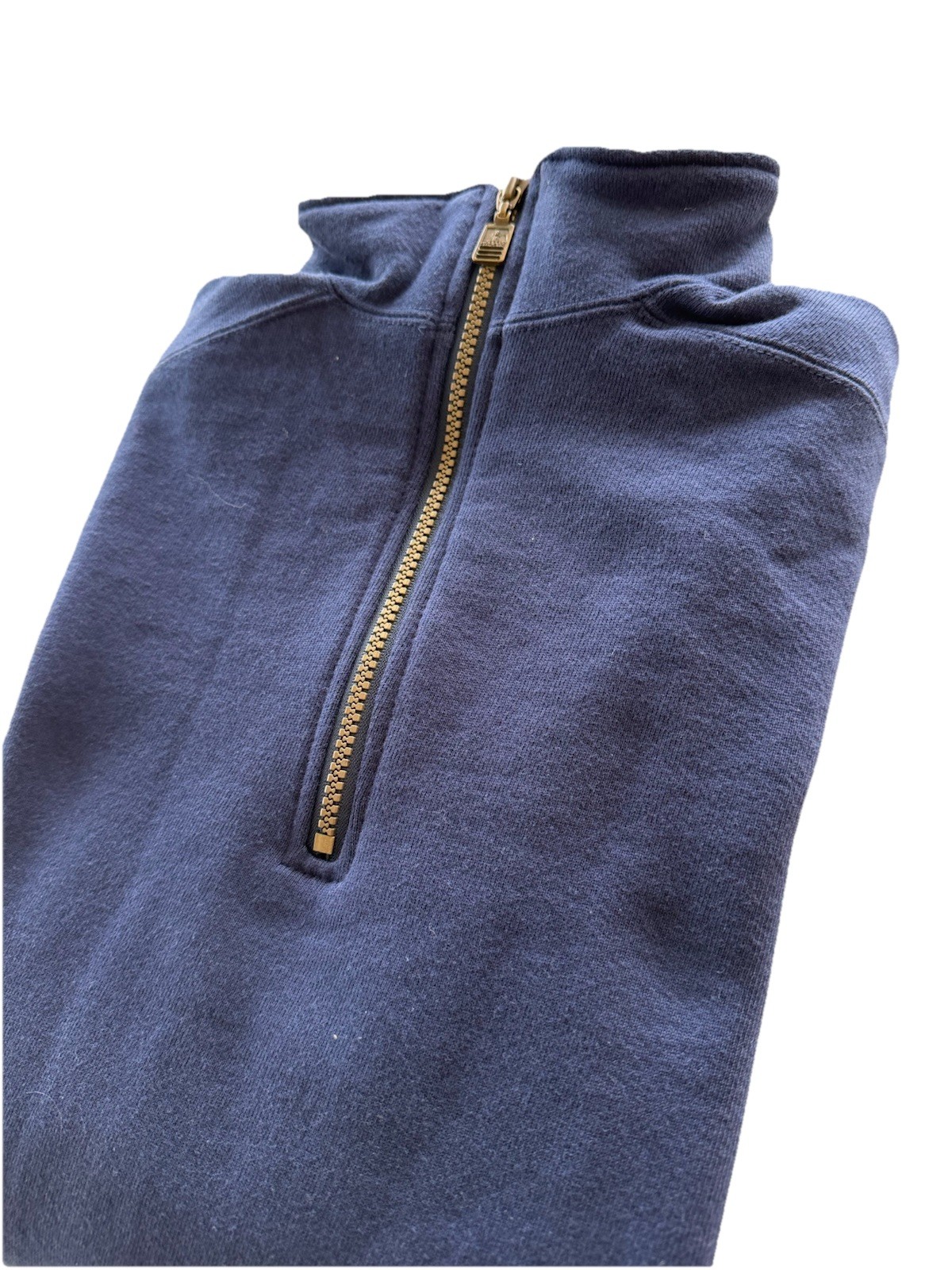 LL Bean Collab Russell Athletic Vintage USA 1/4 Zip Mens Small Blue Long Sleeve