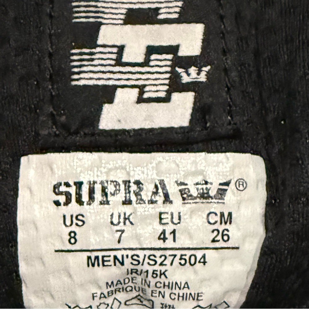 👟🛹 SUPRA Black Suede Skate Shoes Gum Sole Streetwear Sneakers | US Men’s 8