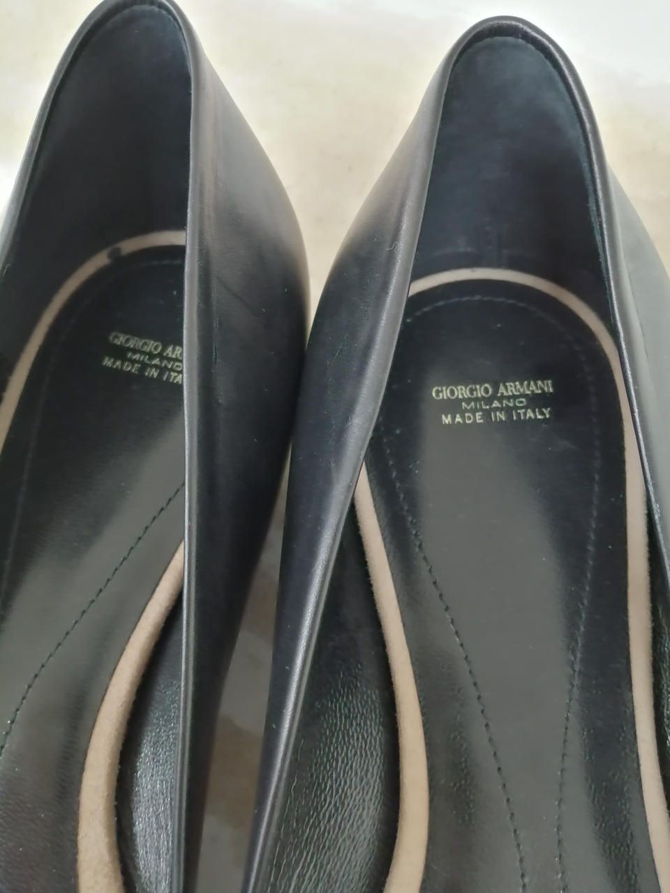 Giorgio Armani Pointed toe PUMPS Black × Gray X Beige Used