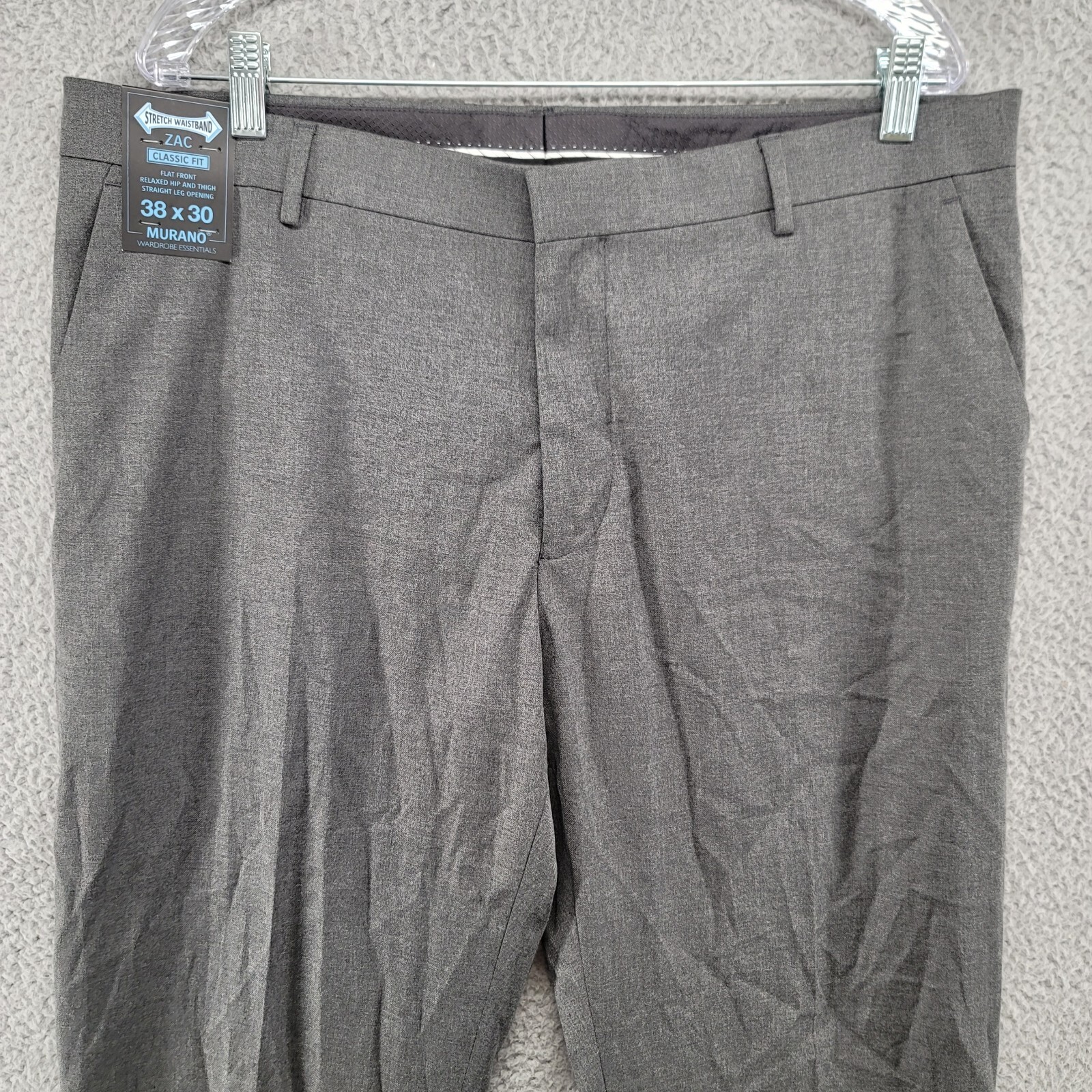 Murano Pants men’s dress pants 38×30 gray ZAC classic fit wardrobe essentials