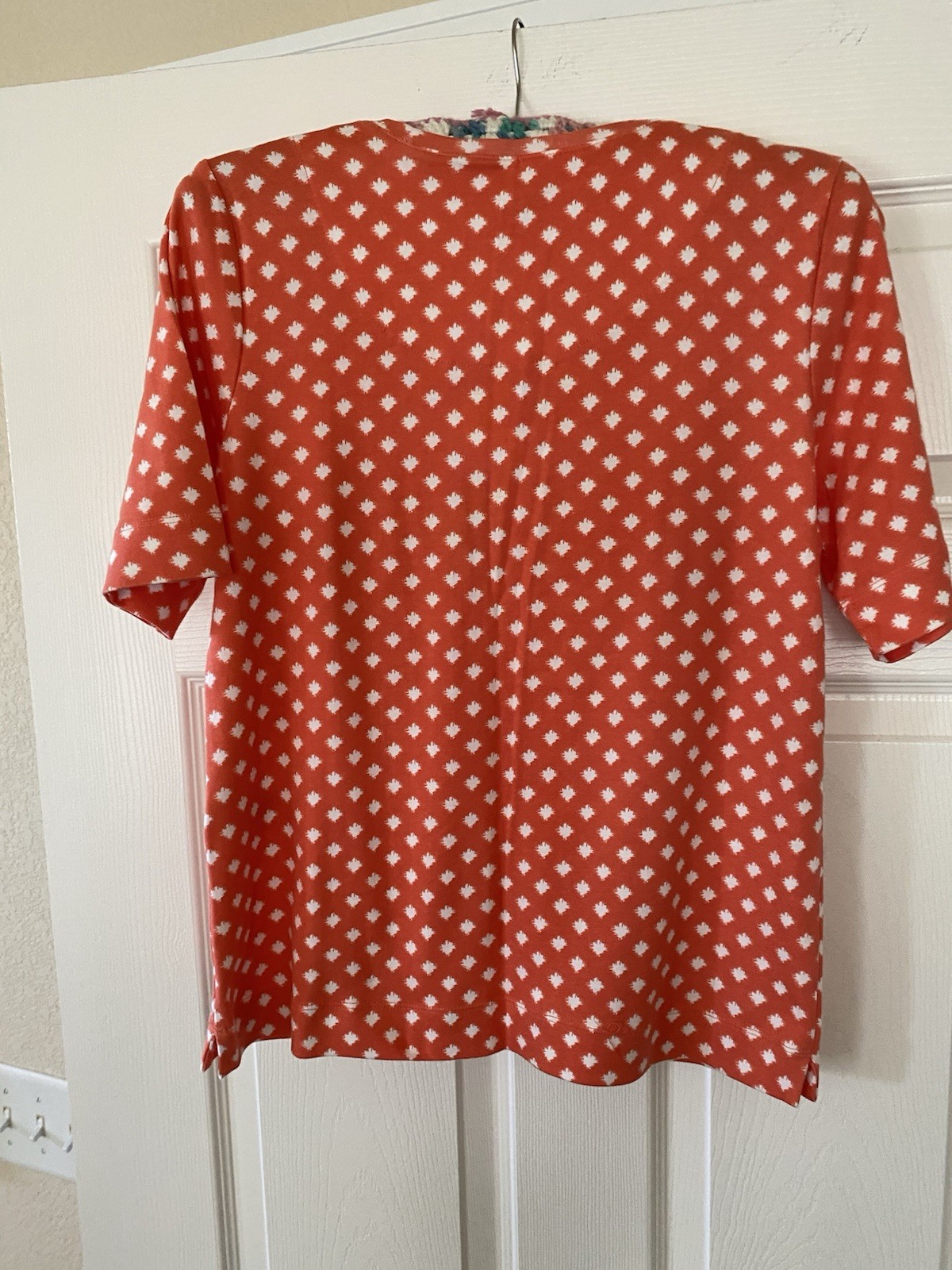 Chico’s e Pima Cotton Checkered Everyday Short Sleeve T-Shirt Size 1 NWT