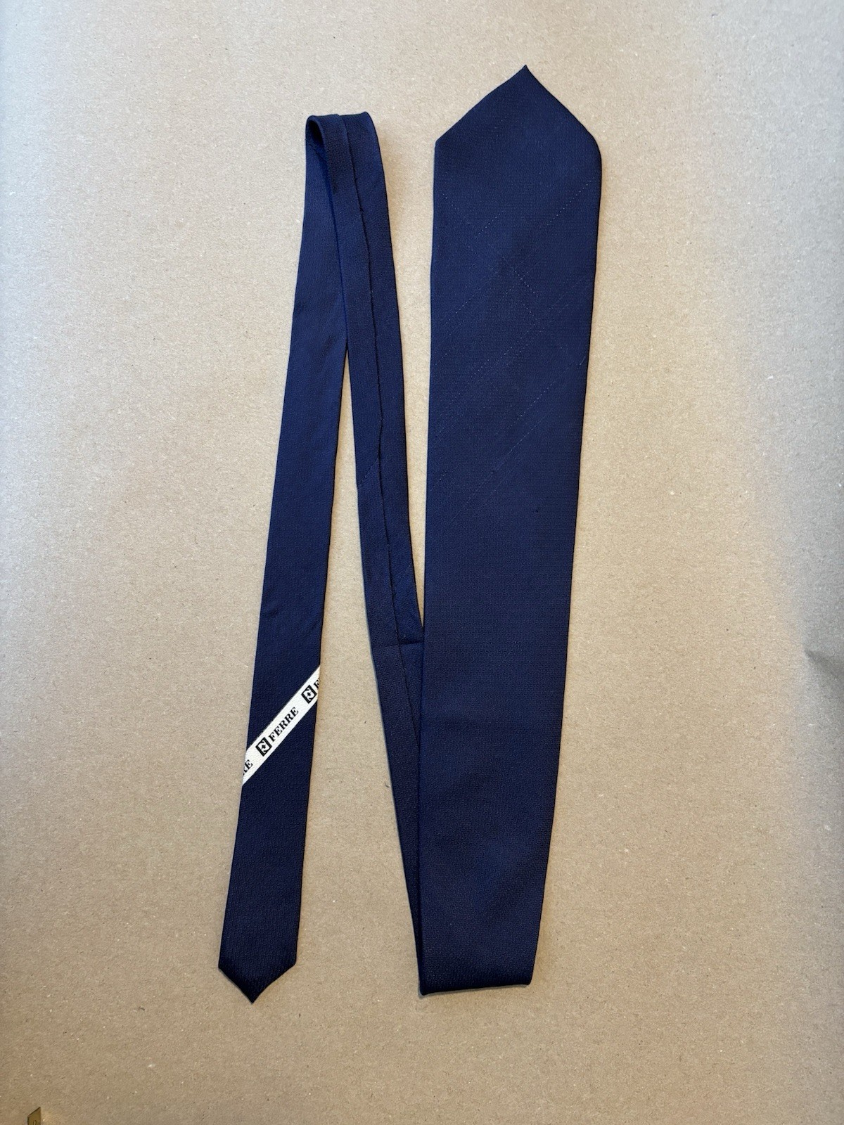 FARENTINO FERRE Men’s Navy Blue Woven Solid Classic Tie 57–60″ One Size