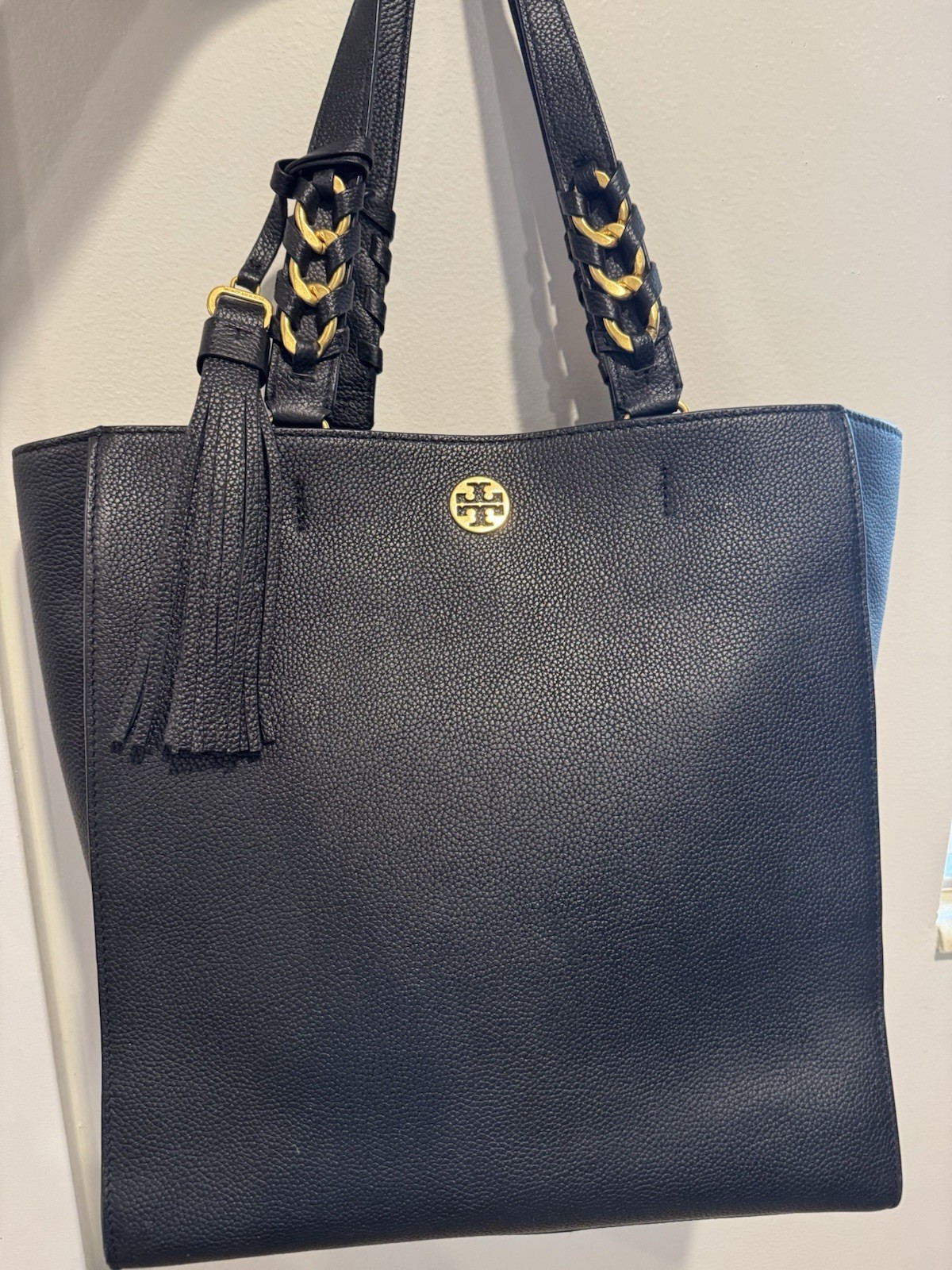 Authentic Tory Burch Taylor Pebbled Leather Tote in Black