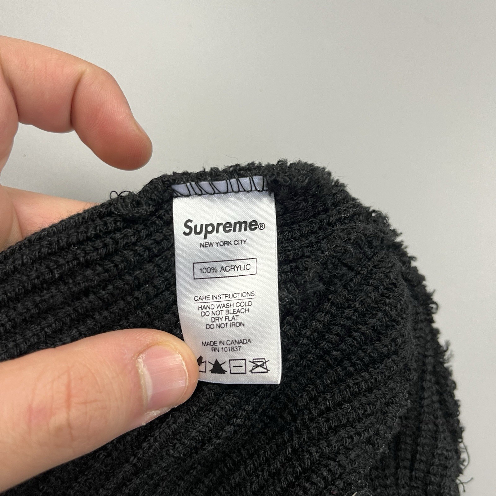 Supreme Hat Gauge Beanie Knit OSFA Black Cuffed Embroidery Logo Winter Hypebeast