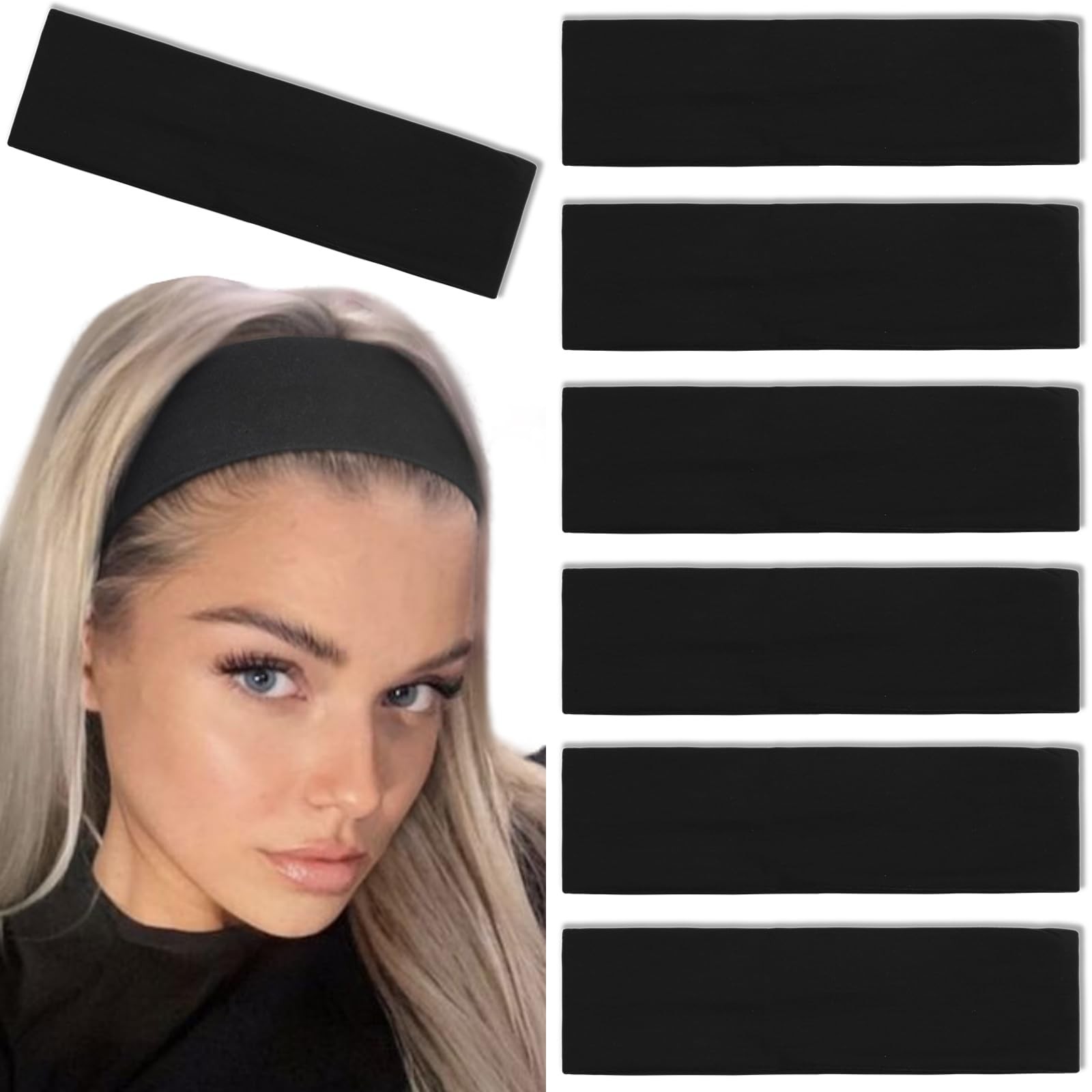 Tobeffect Black Headbands for Women Non 1 Count (Pack of 7), headbands