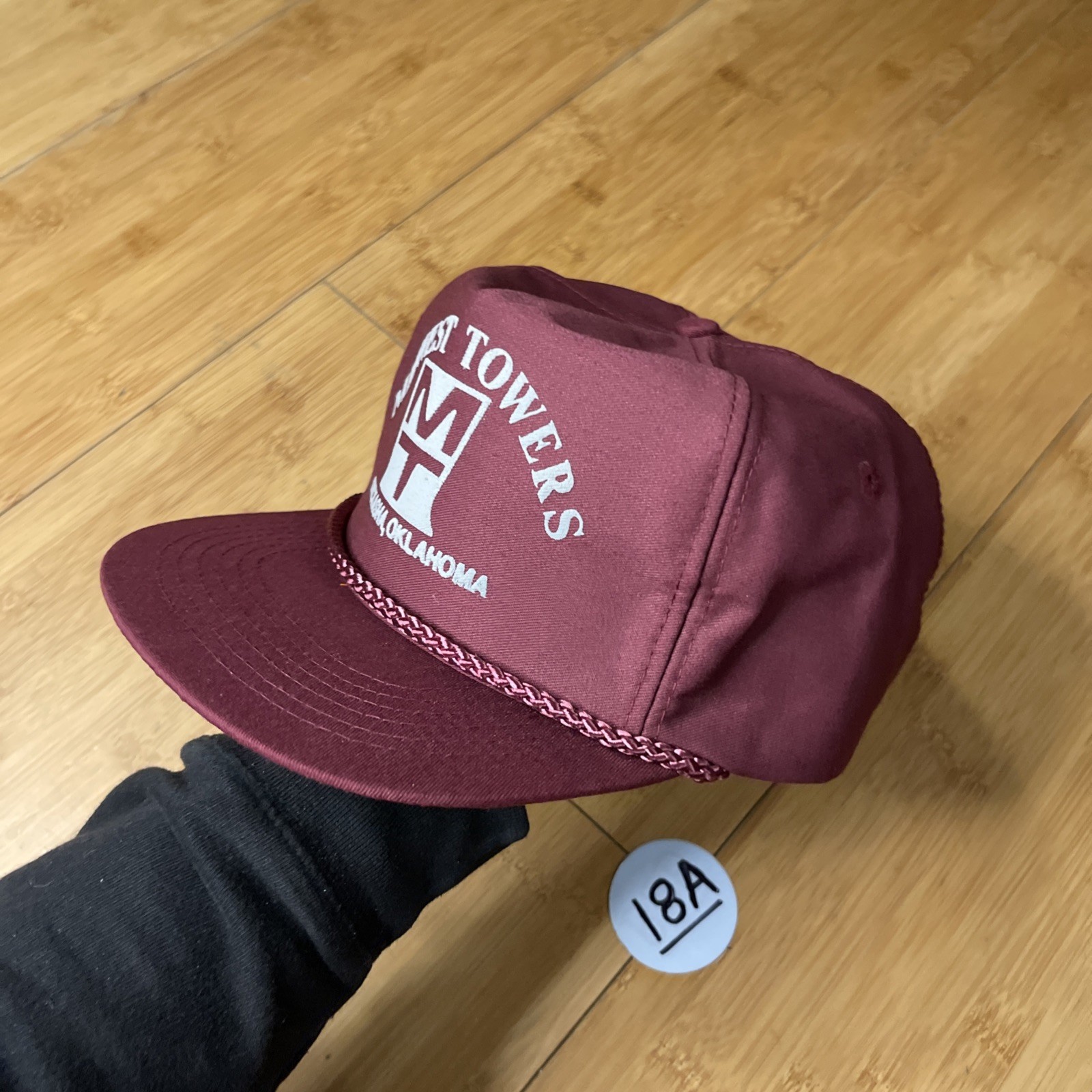 Vintage Midwest Towers MT Chickasha, OK Burgundy Maroon Zipper Trucker Hat CLEAN