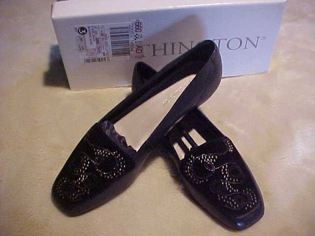 LADIES WOMENS NEW VINTAGE BLACK WORTHING LOFERS SIZE 8 MEDIUM BLACK/SILVER TOP