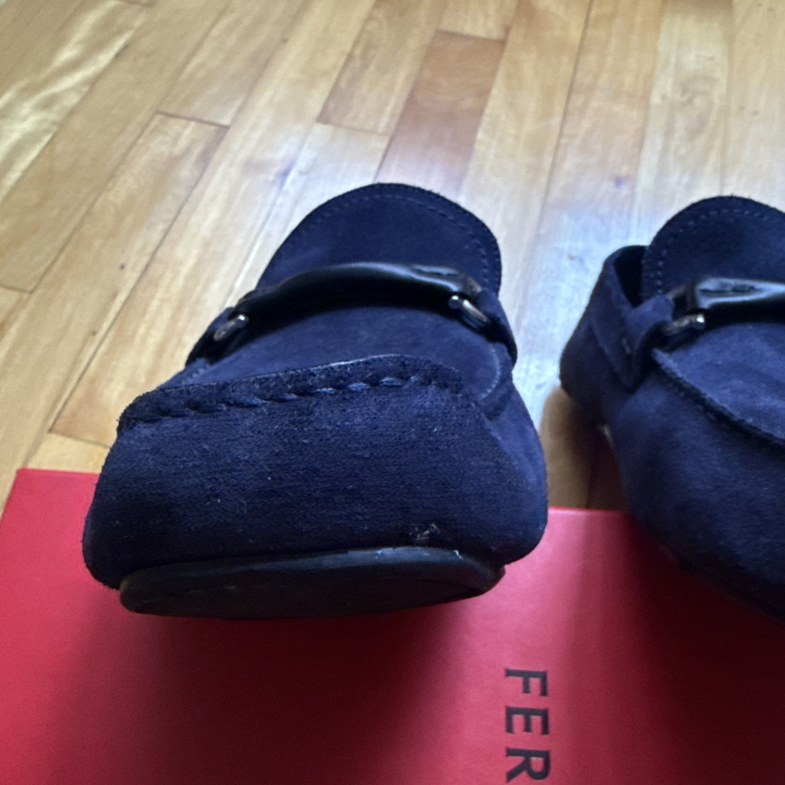 Salvatore Ferragamo Men’s Shoes, Moccasin Dark Blue US Size 12 with box