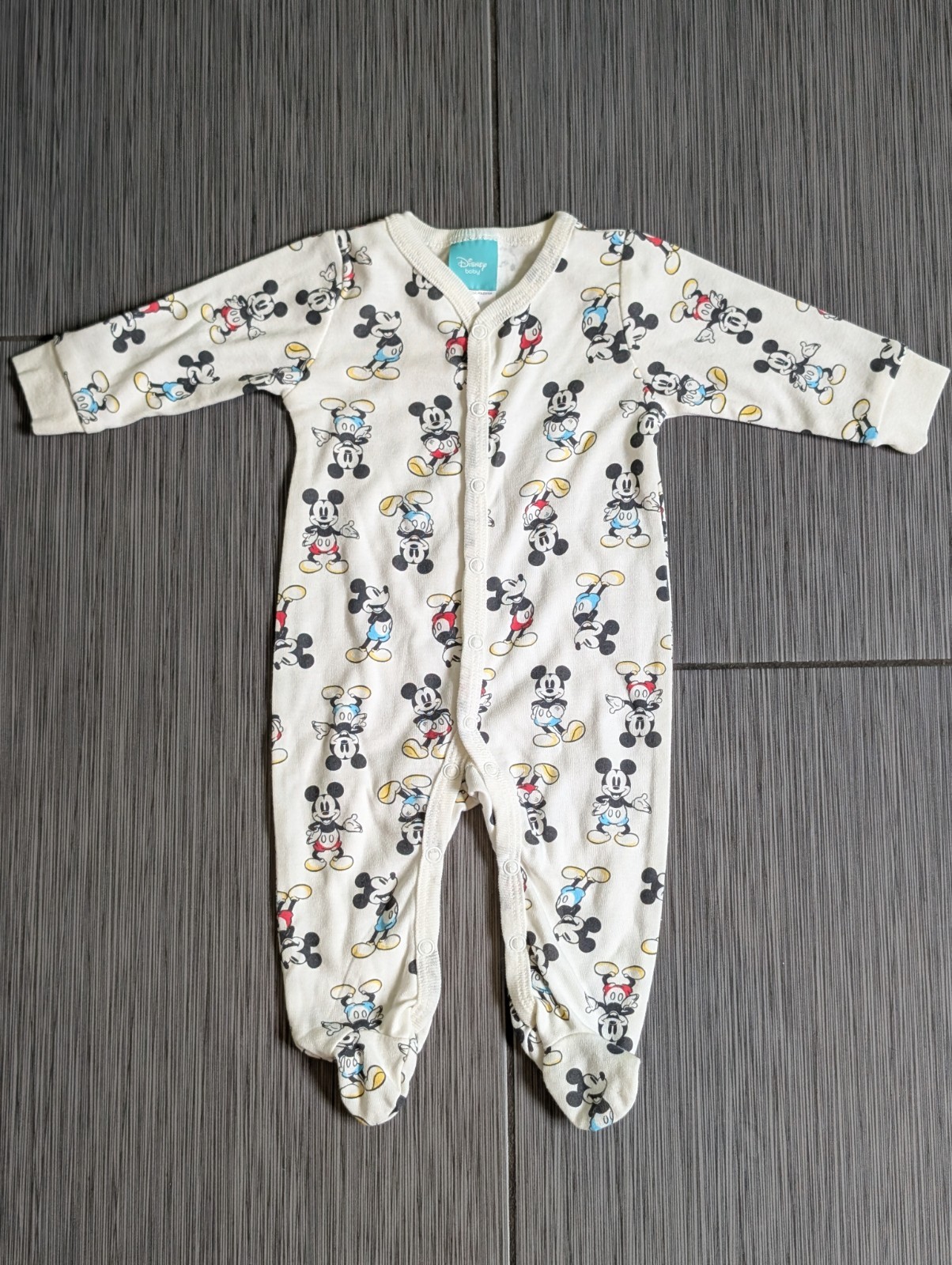 Disney Baby Mickey Mouse Footed Sleeper One Piece 0-3 Months White