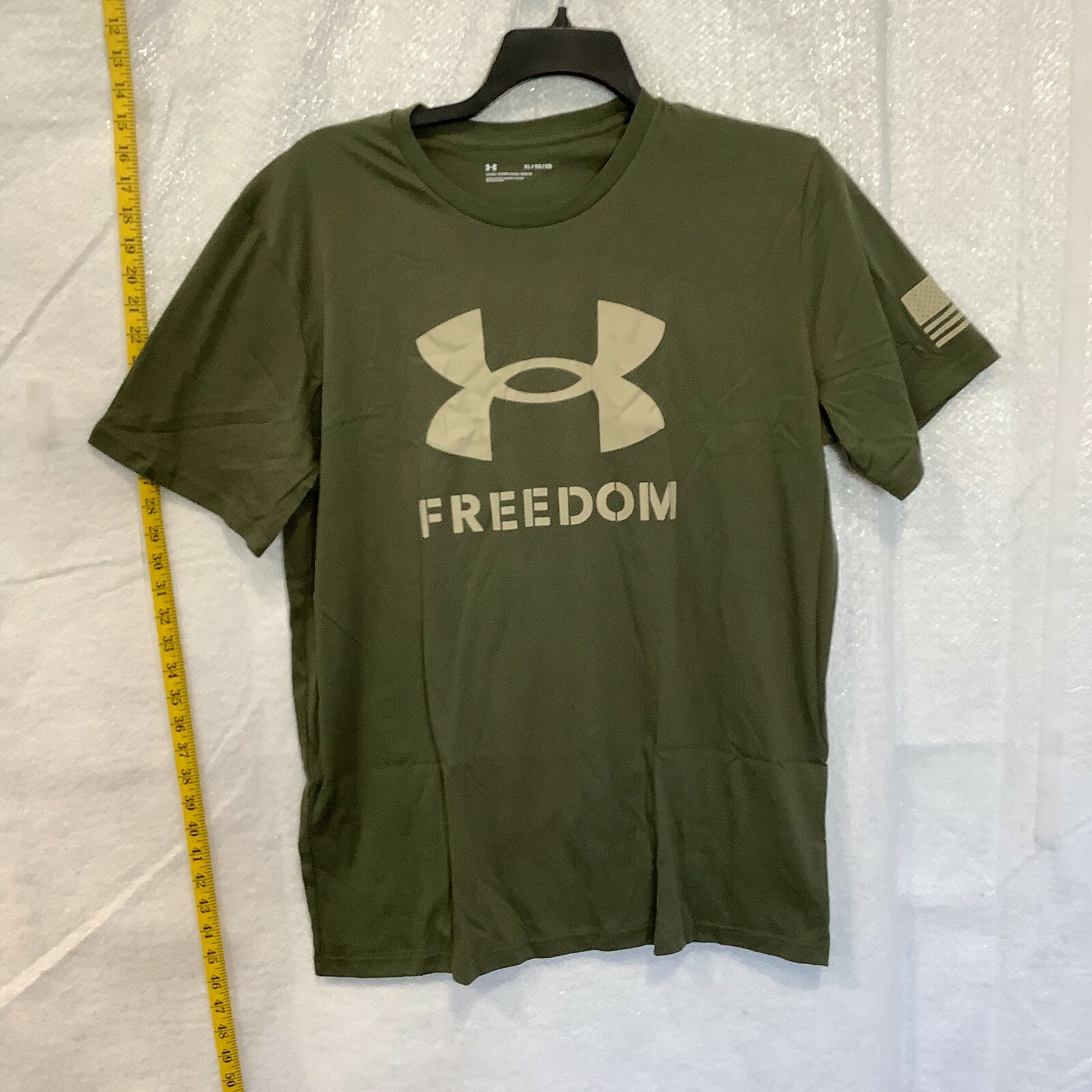 Under Armour Mens Green Freedom Logo Crew Neck Short Sleeve T Shirt Size XL