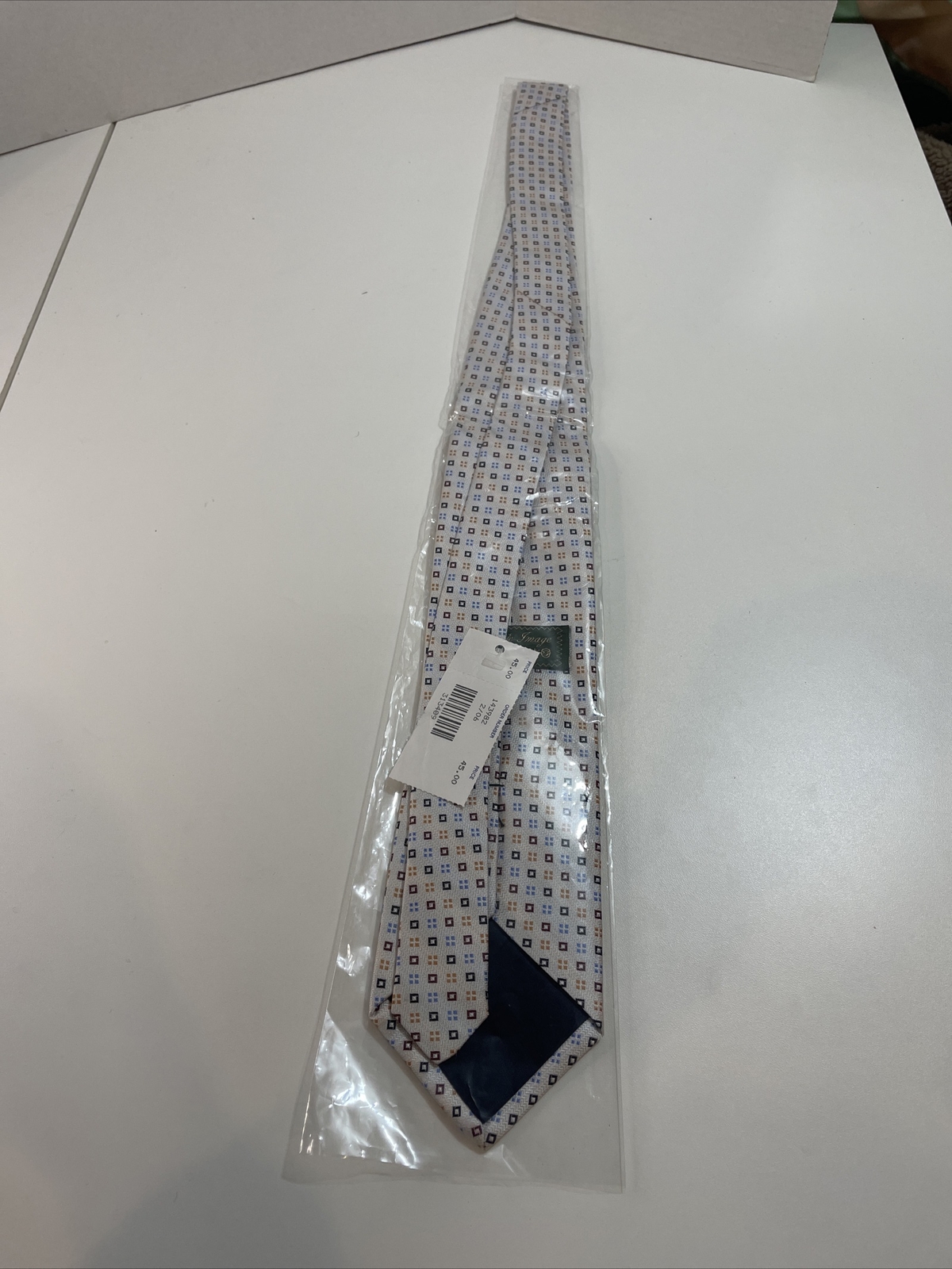 TOM JAMES Corporate Image Men’s 100% Silk Tie USA Geometric White Multicolor New
