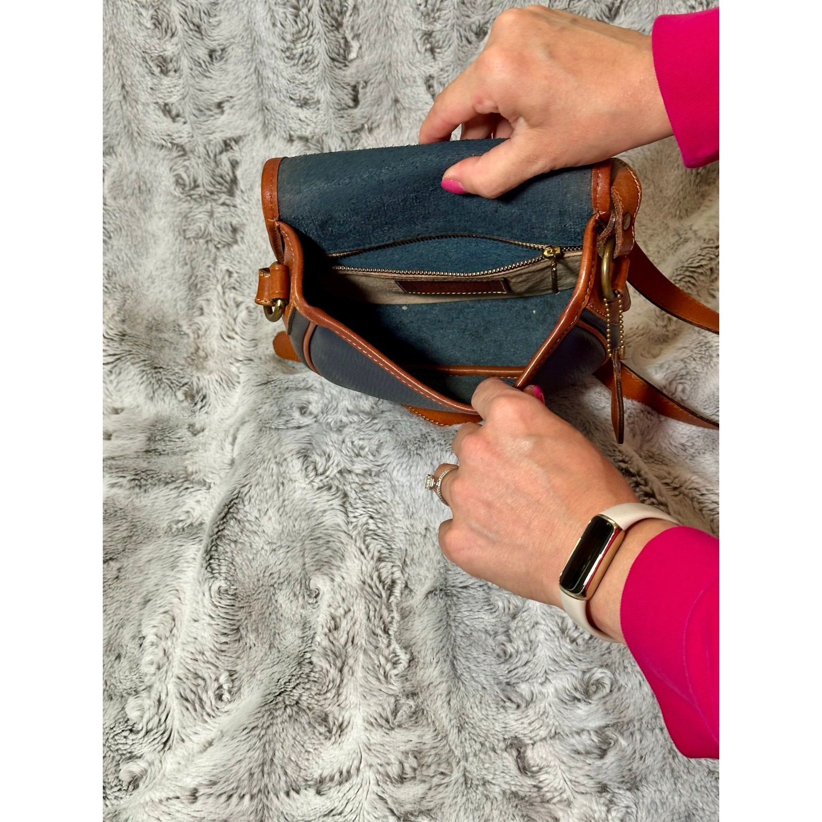 HTF Vintage Coach Sheridan Dakota Cassidy 4204 Navy British Tan Mini Bag USA