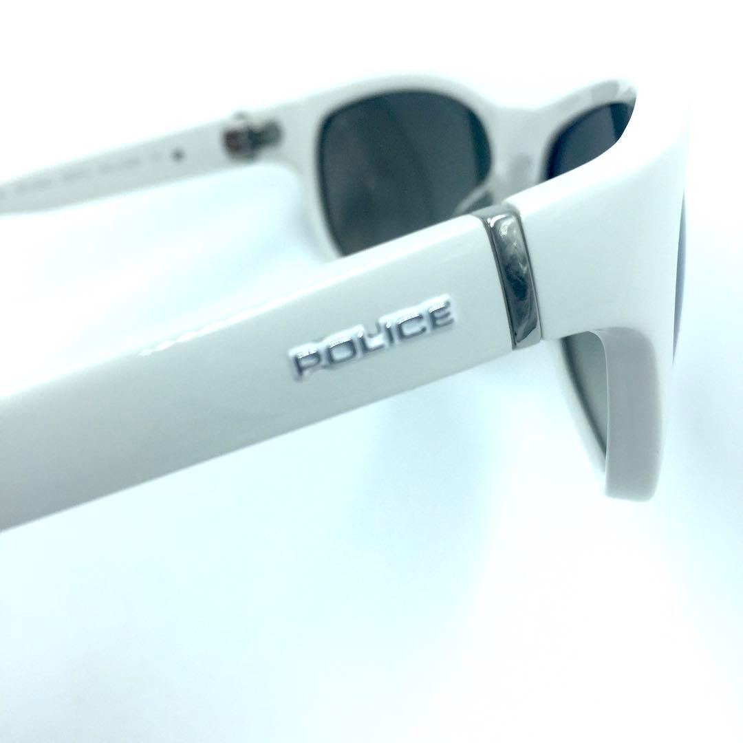 Police SPLC64J White Sunglasses Blue Mirror Lens Unisex Used
