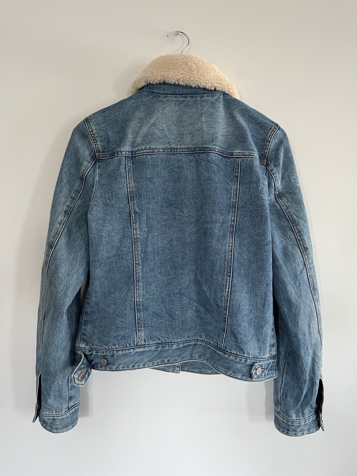 Vintage UGG Denim Jean Jacket Medium Sherpa Lambswool Collar Removable Trucker