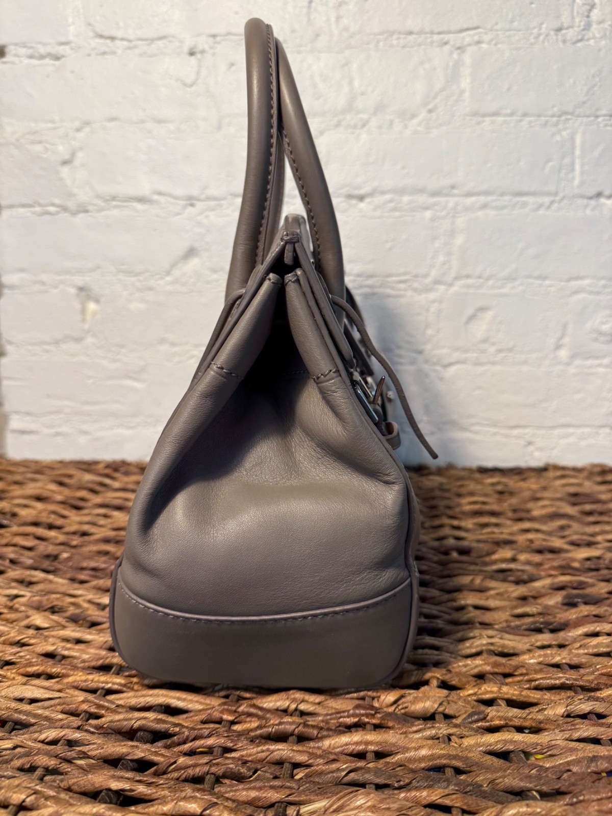 Ralph Lauren Collection Ricky 27 Handbag Grey calfskin leather