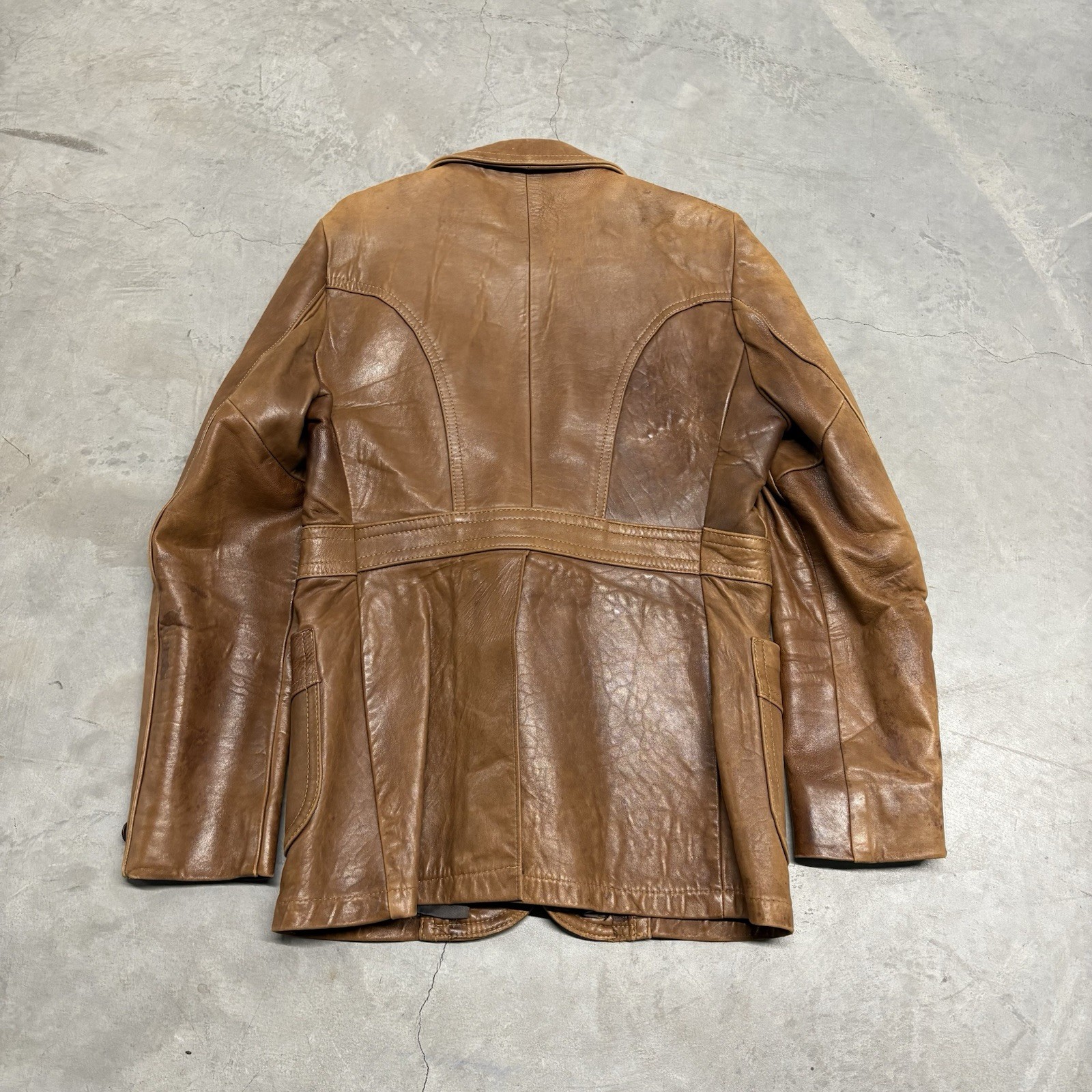 Vintage 70s 80s Glazed Nappa Leather Jacket Mens 42 Smooth Brown Lambskin