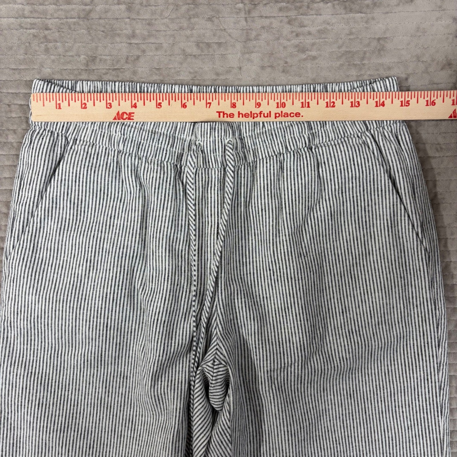 J.Crew Seaside Pant 8T Tall Linen Blend Ticking Stripe Navy White BO909 SP24