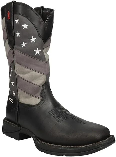 C4 Durango Rebel Men’s Black Grey American Flag Western Cowboy Boots Square Toe