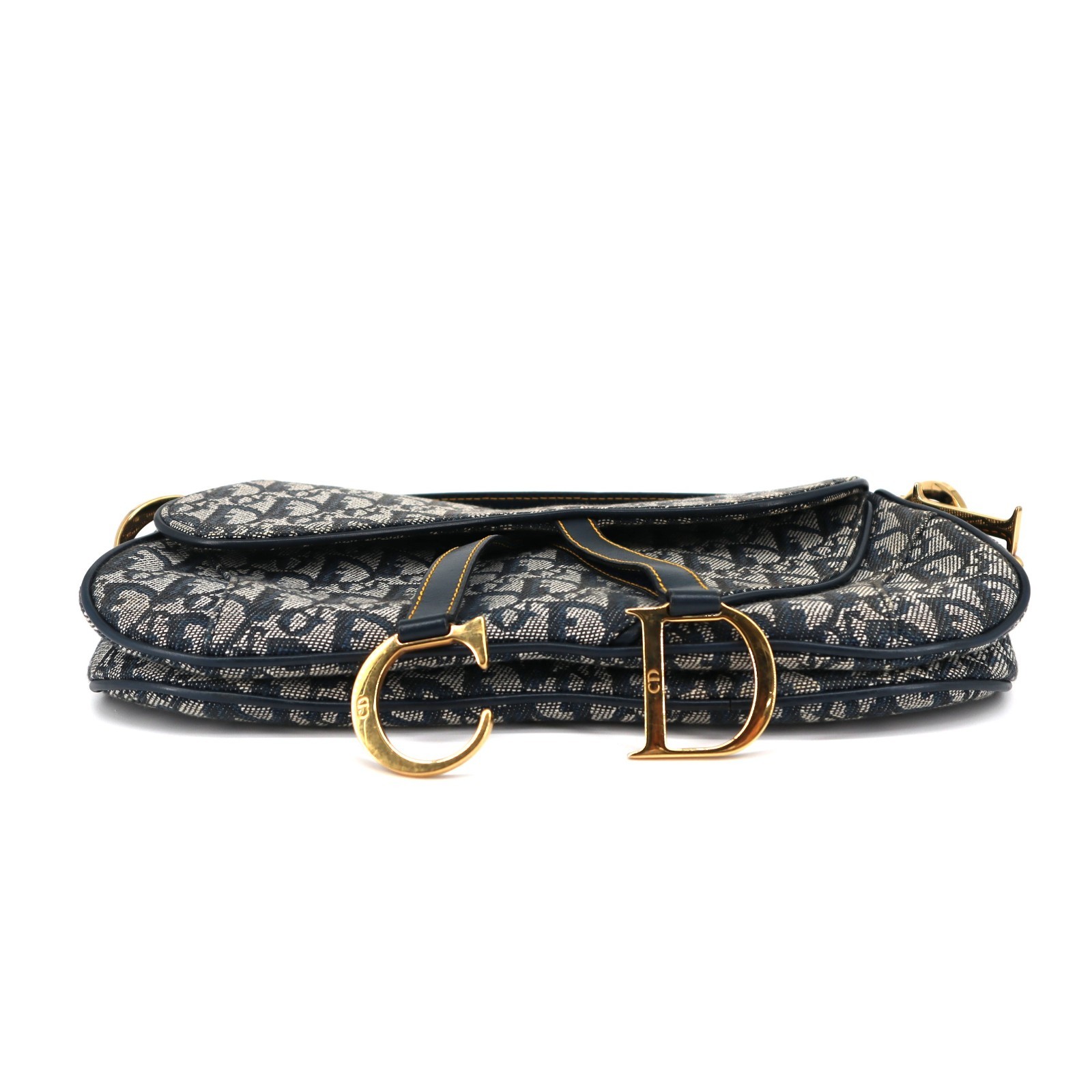 [Pre-owned] Christian Dior Trotter Double Saddle Bag Canvas Navy