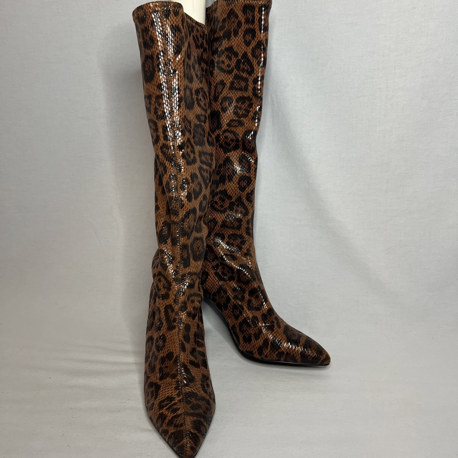 Charles by Charles David Brown Leopard Tall Stretch Boot “Dalton” Size 8.5 (E1)