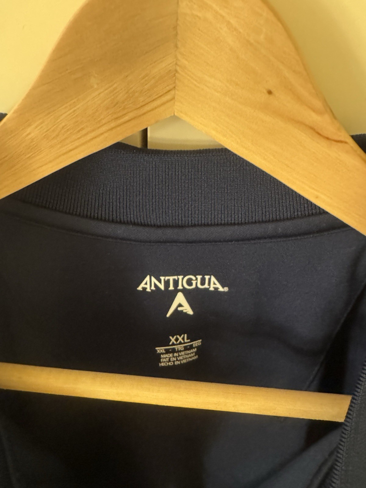 Antigua Men’s XXL Navy Solid Short Sleeve Polo, Embroidered Logo Foundation