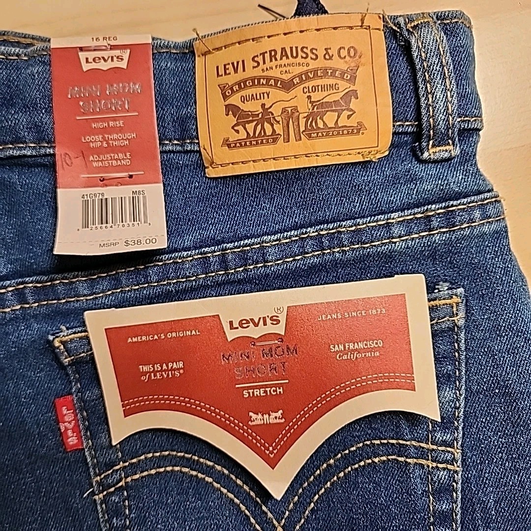 Levi’s Girls High Rise Adjustable Waistband Stretch Mini Mom Shorts Size 16
