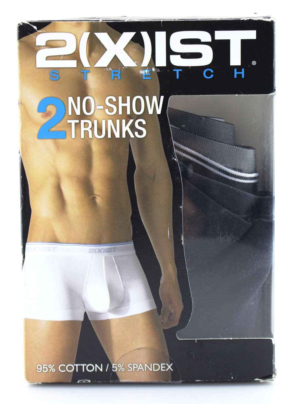 Men’s 2(X)IST ‘Stretch 2-Pair’ Black Cotton Blend No Show Trunks – (34-36)