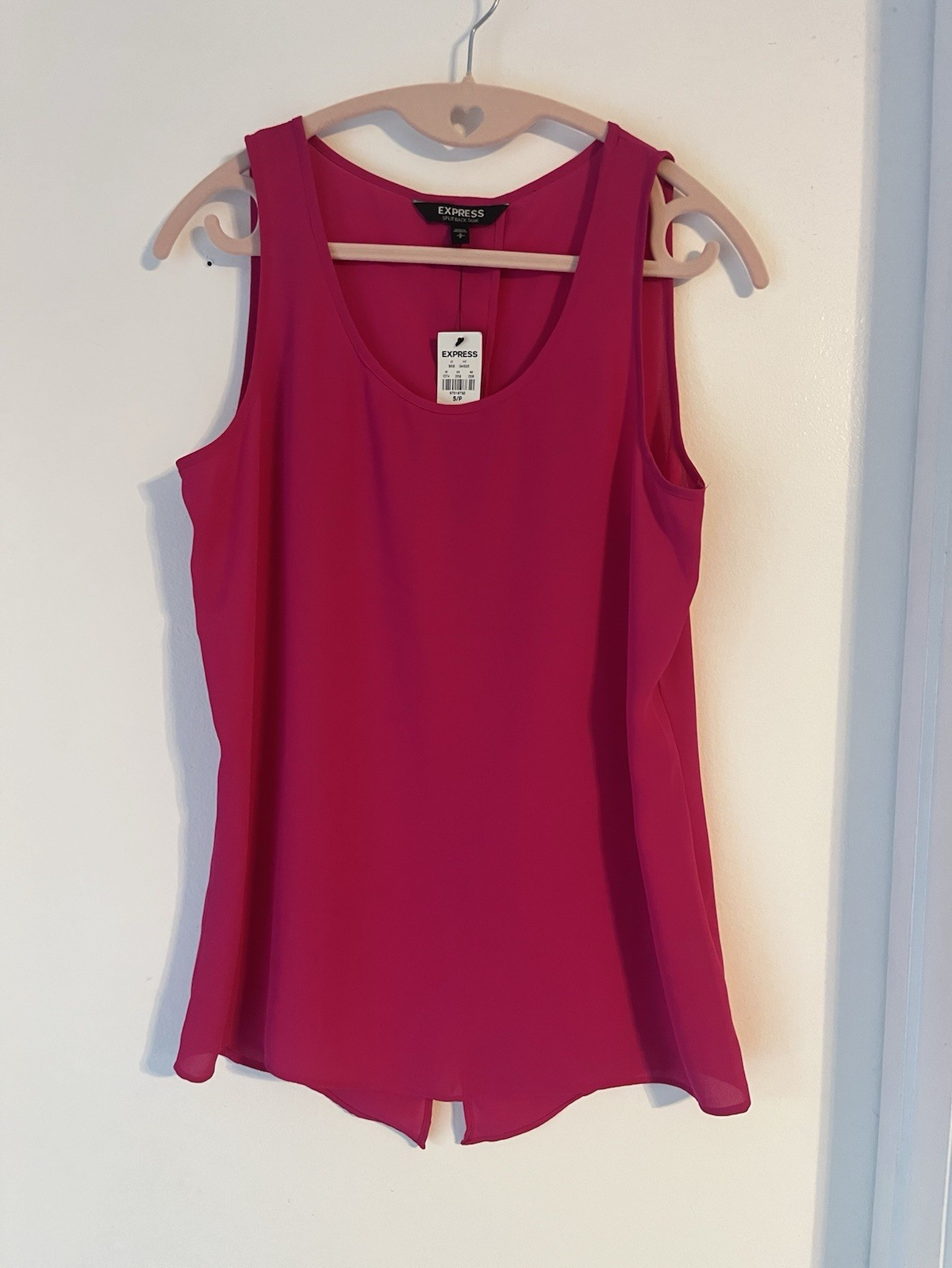Express Split Back Tank Top Pink Scoop Neck Chiffon Polyester Women’s S/P