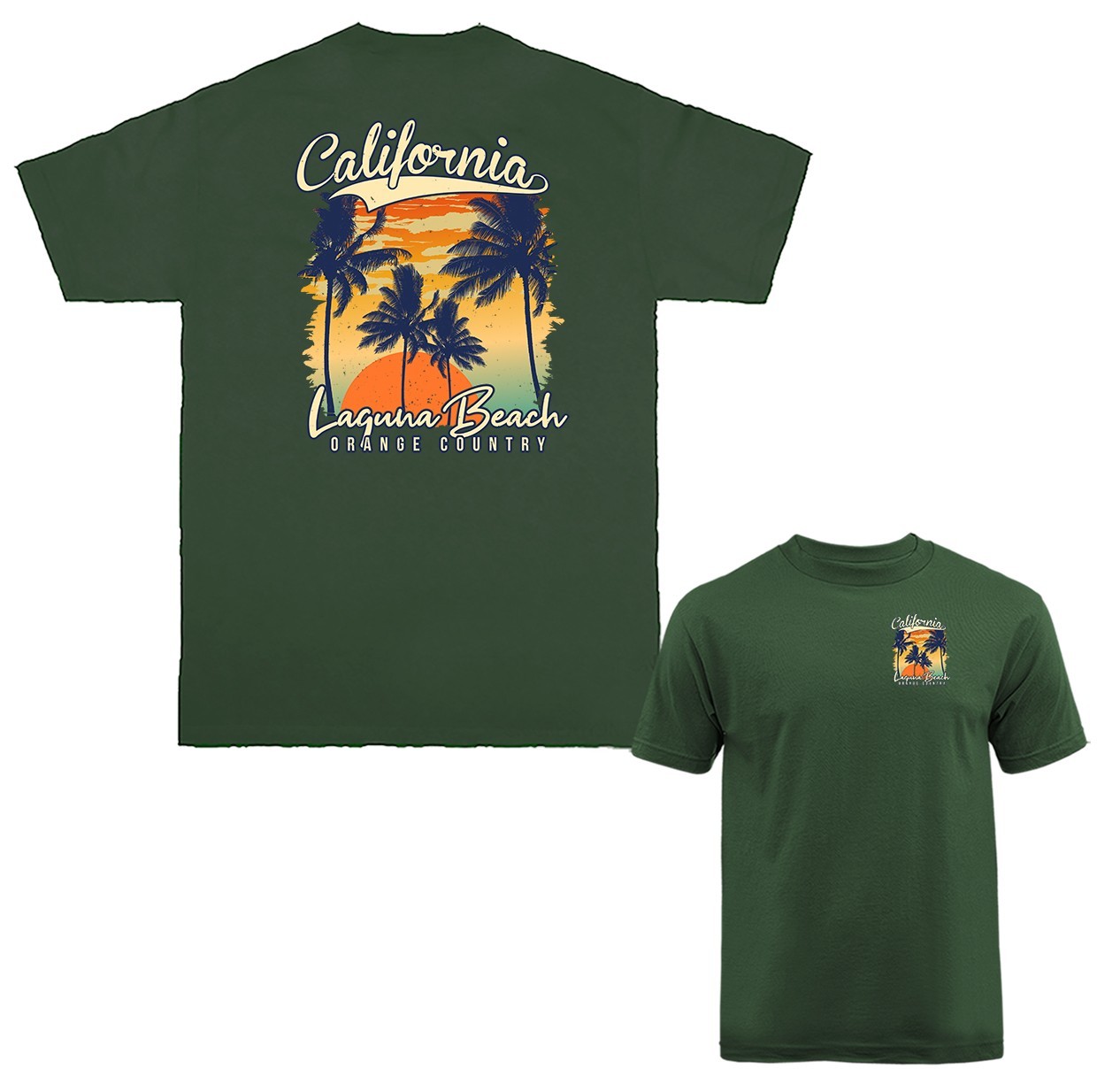 Laguna Beach California Palm Tree Sunset Retro Beach T-shirt