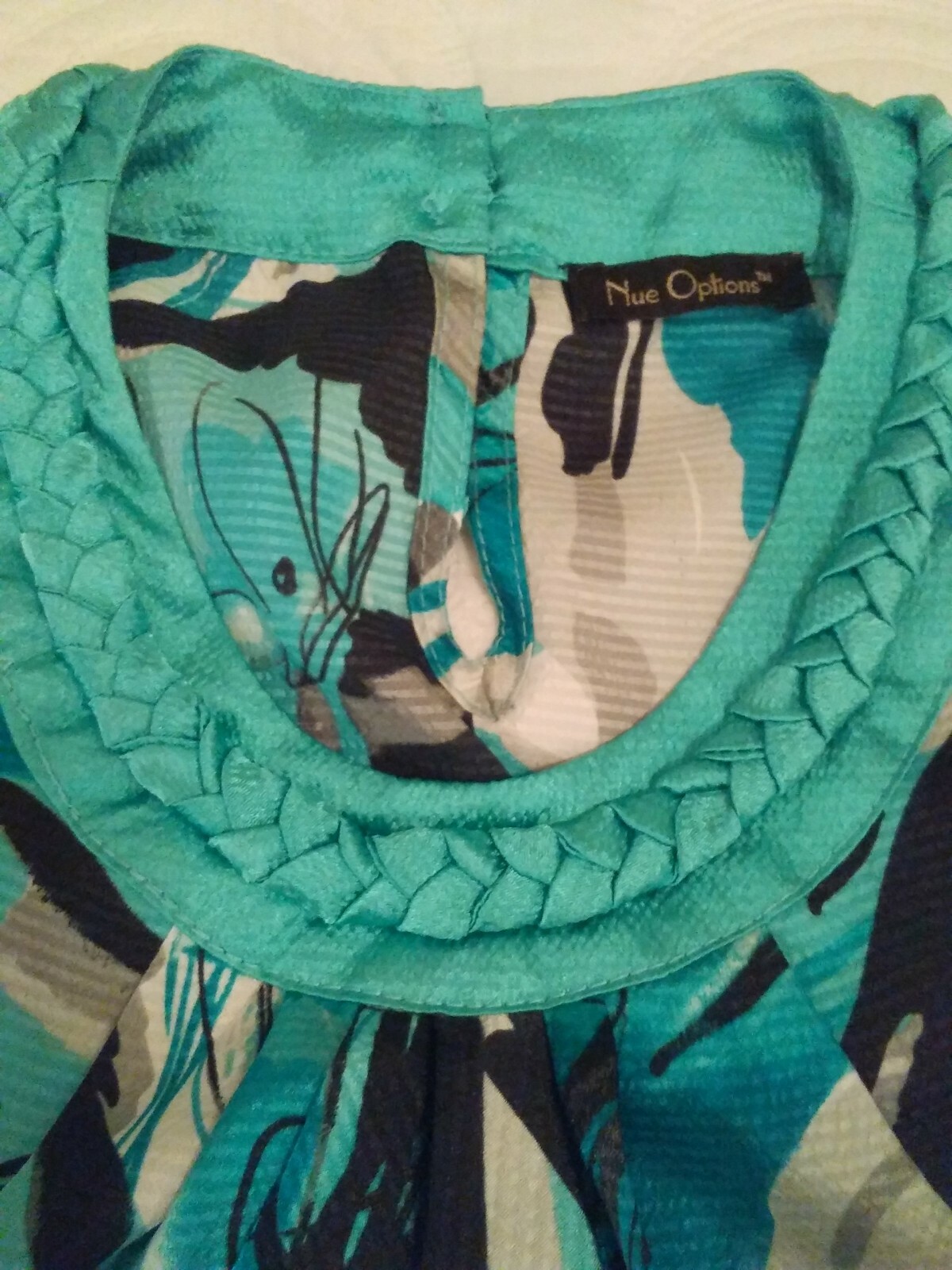 Nue Options Sleeveless Neck cover Classy Blouse Top Size See pic Shirt Sea Blue