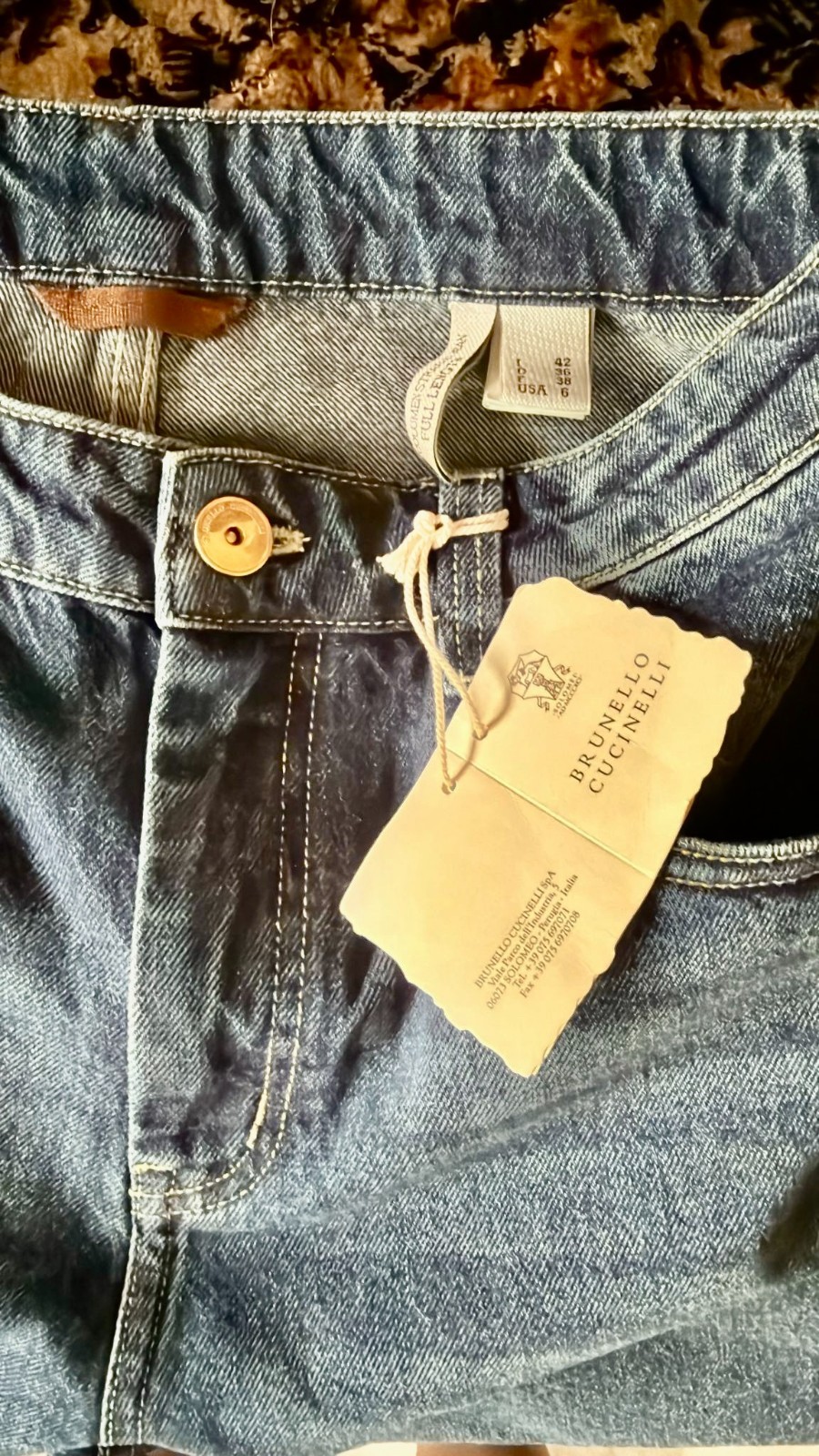 New! BRUNELLO CUCINELLI 100% COTTON WIDE BLUE JEANS PANTS SZ:USA 6