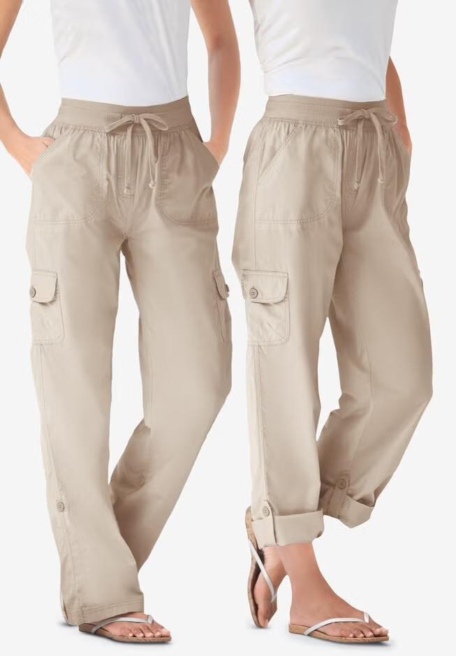 Woman Within Convertible Length Cargo Capri/Bermudo 100% Cotton