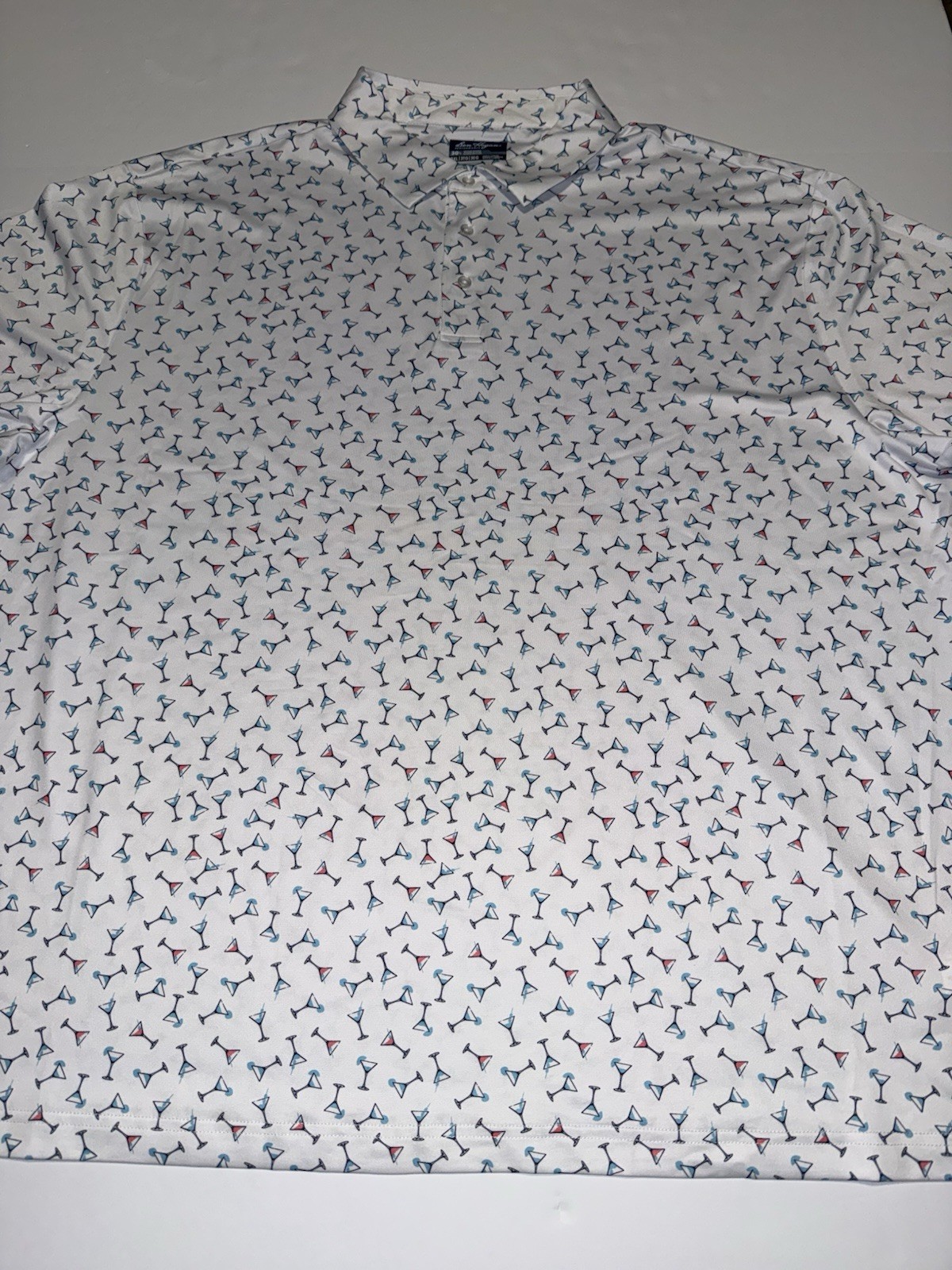 Ben Hogan Men’s Polo Shirt 3XL White Martini Print Performance Golf NWT