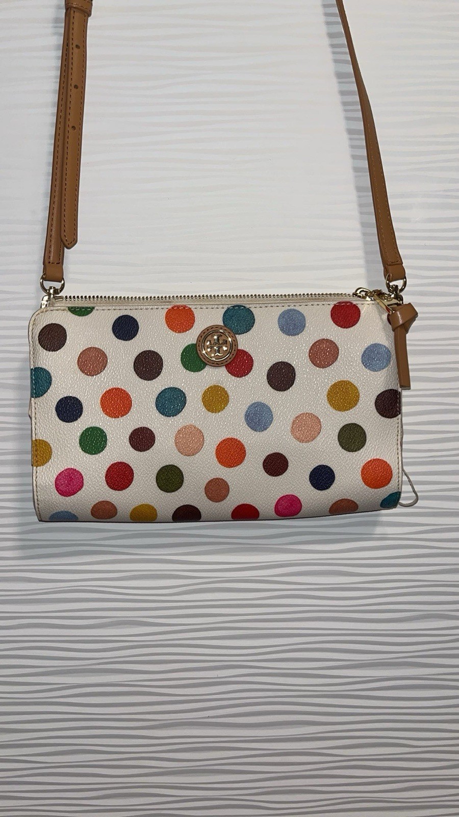 Tory Burch Multicolor Polka Dot Bag, Cross Body With Detachable Strap.