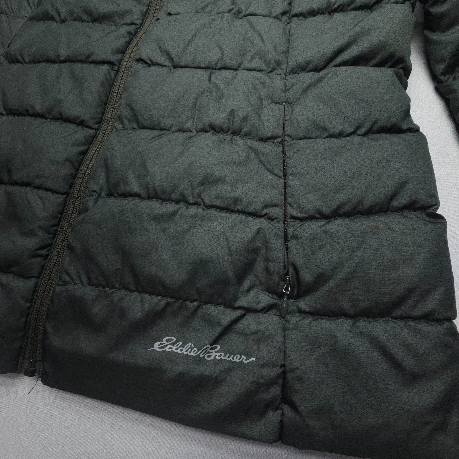 Eddie Bauer EB650 Goose Down Puffer Womens Large Hiking Backpacking Green Light