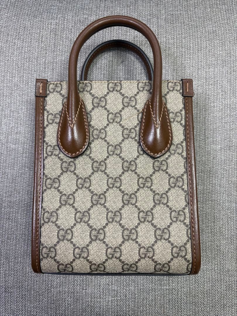 GUCCI Interlocking G Mini Tote Bag Brown Gift Present 0611b